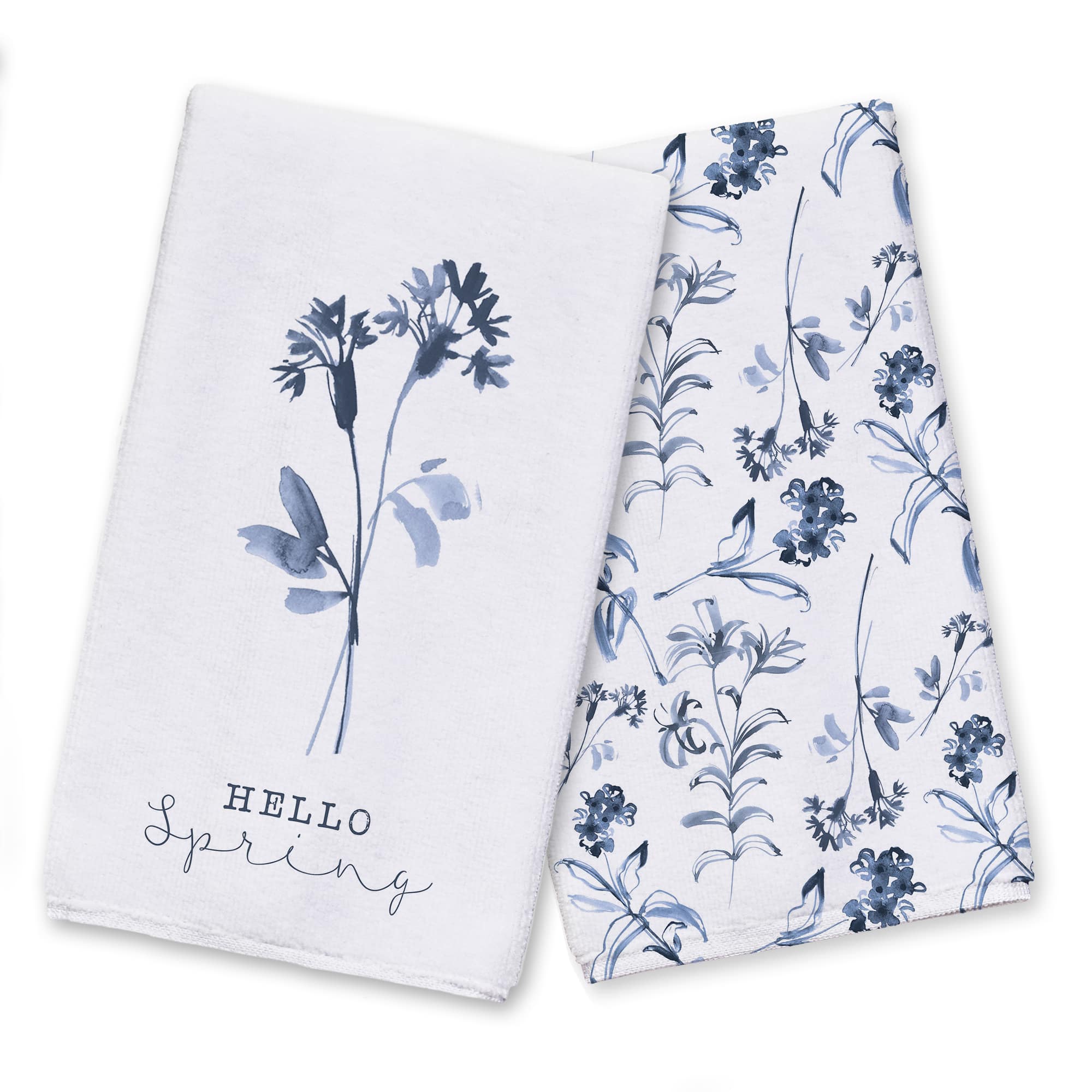 Hello Spring Blue Floral Tea Towel Set
