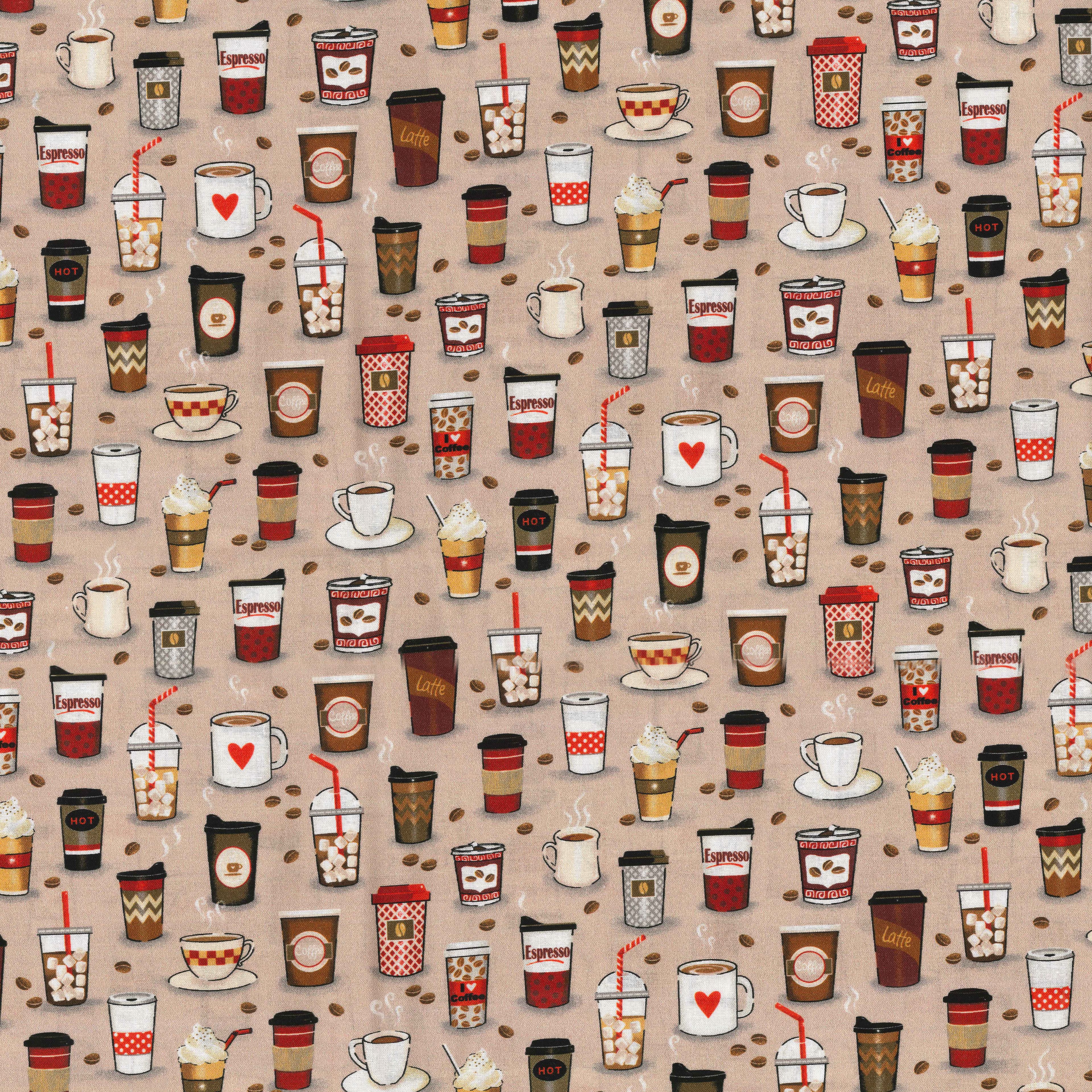 Fabric Traditions Coffee Cups Cotton Fabric