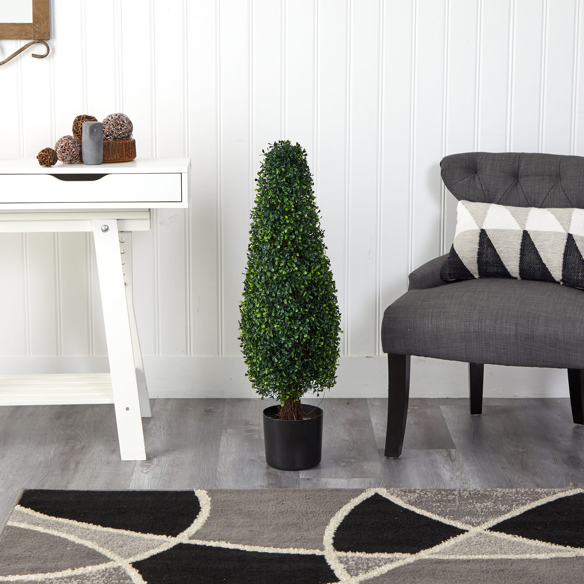 3ft. Artificial Boxwood Tower Topiary UV Resistant (Indoor/Outdoor)