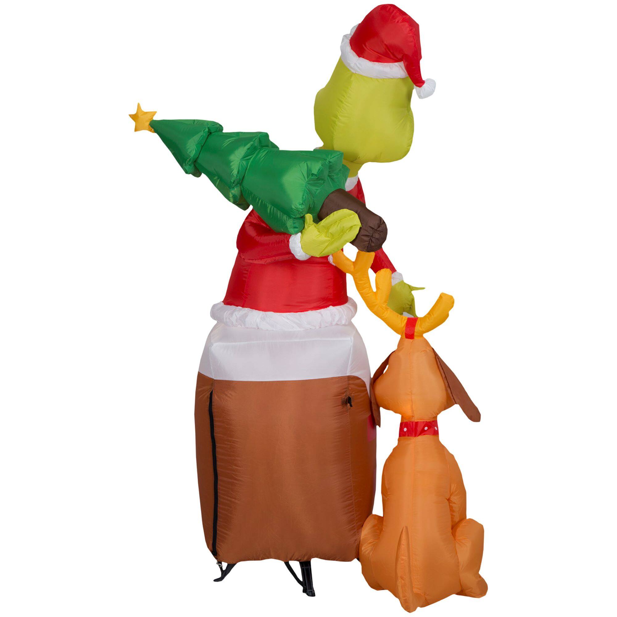 5.5ft. Airblown&#xAE; Inflatable Christmas Grinch &#x26; Max Chimney Scene