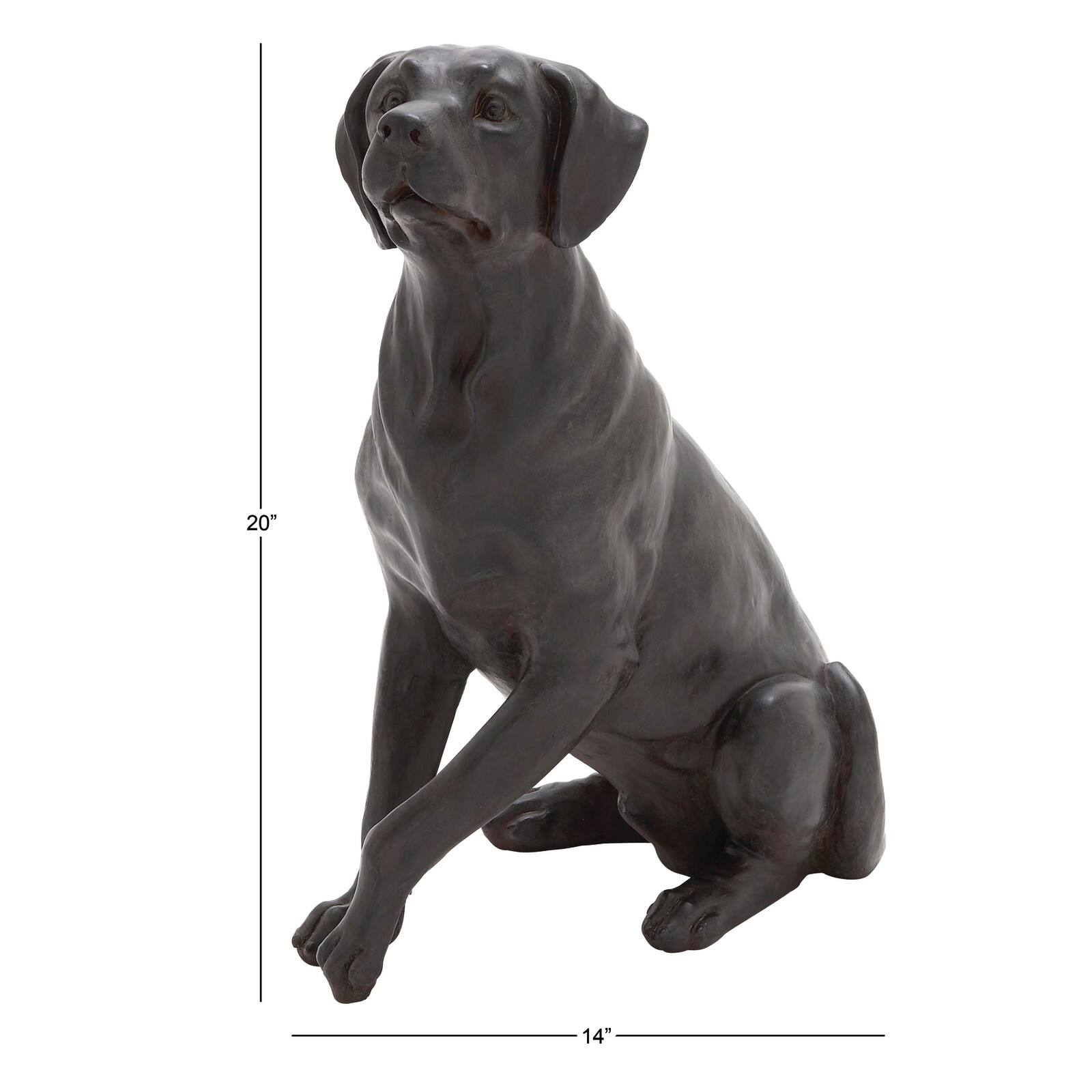 20&#x22; Brown Traditional Polystone Dog Sculpture