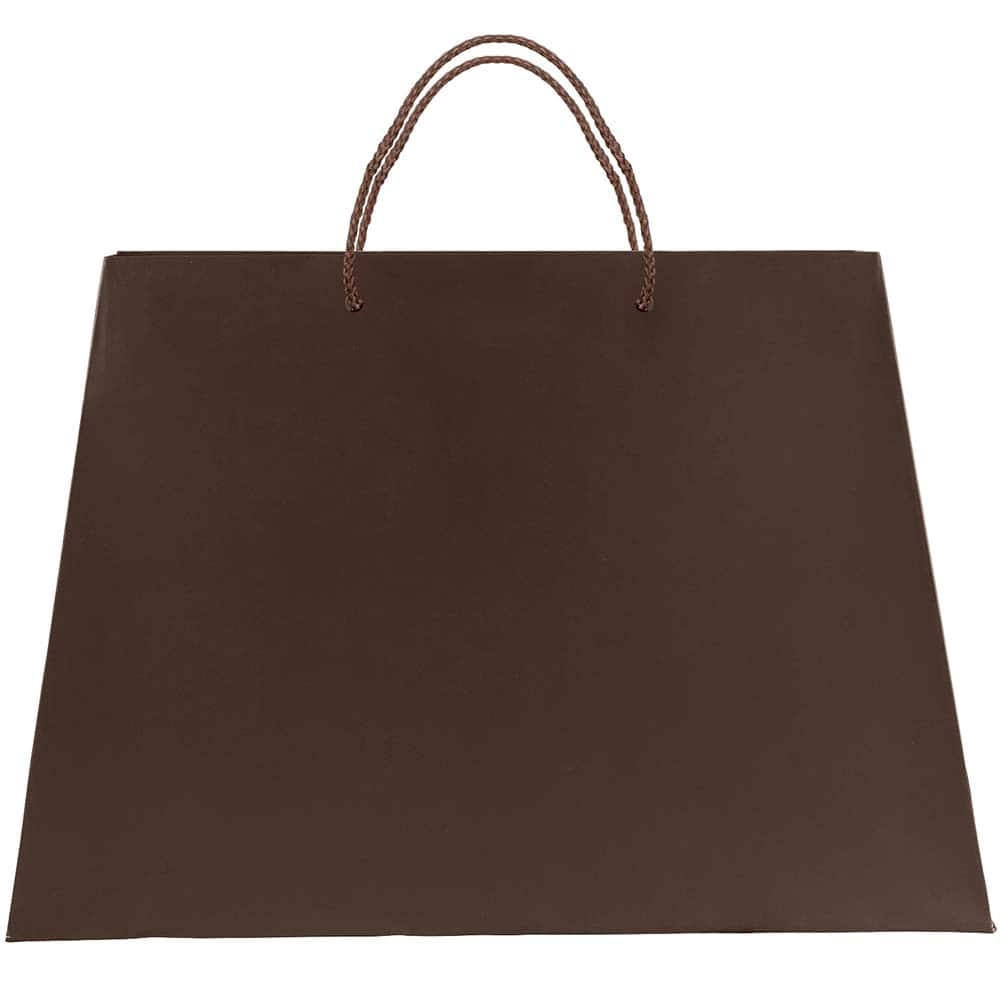 JAM Paper Matte Chocolate Brown Trapezoid Gift Bags with Rope Handles, 100ct.