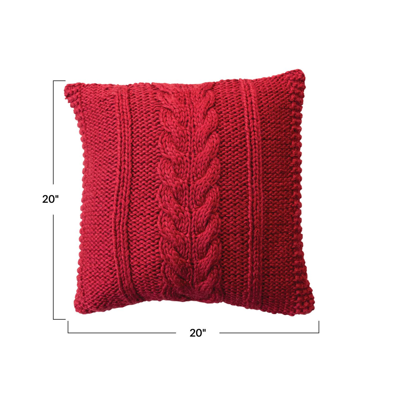 Hello Honey&#xAE; 20&#x22; Red Square Cable Knit Pillow
