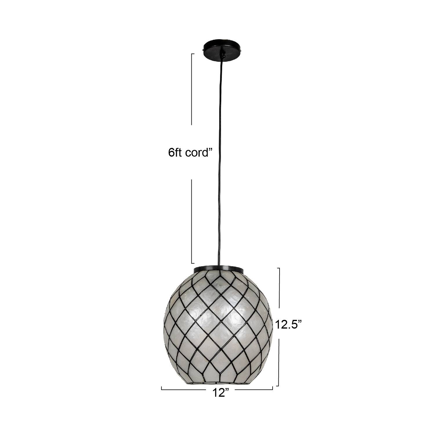 Hello Honey&#xAE; Marina Natural Capiz &#x26; Metal Orb Pendant Ceiling Light