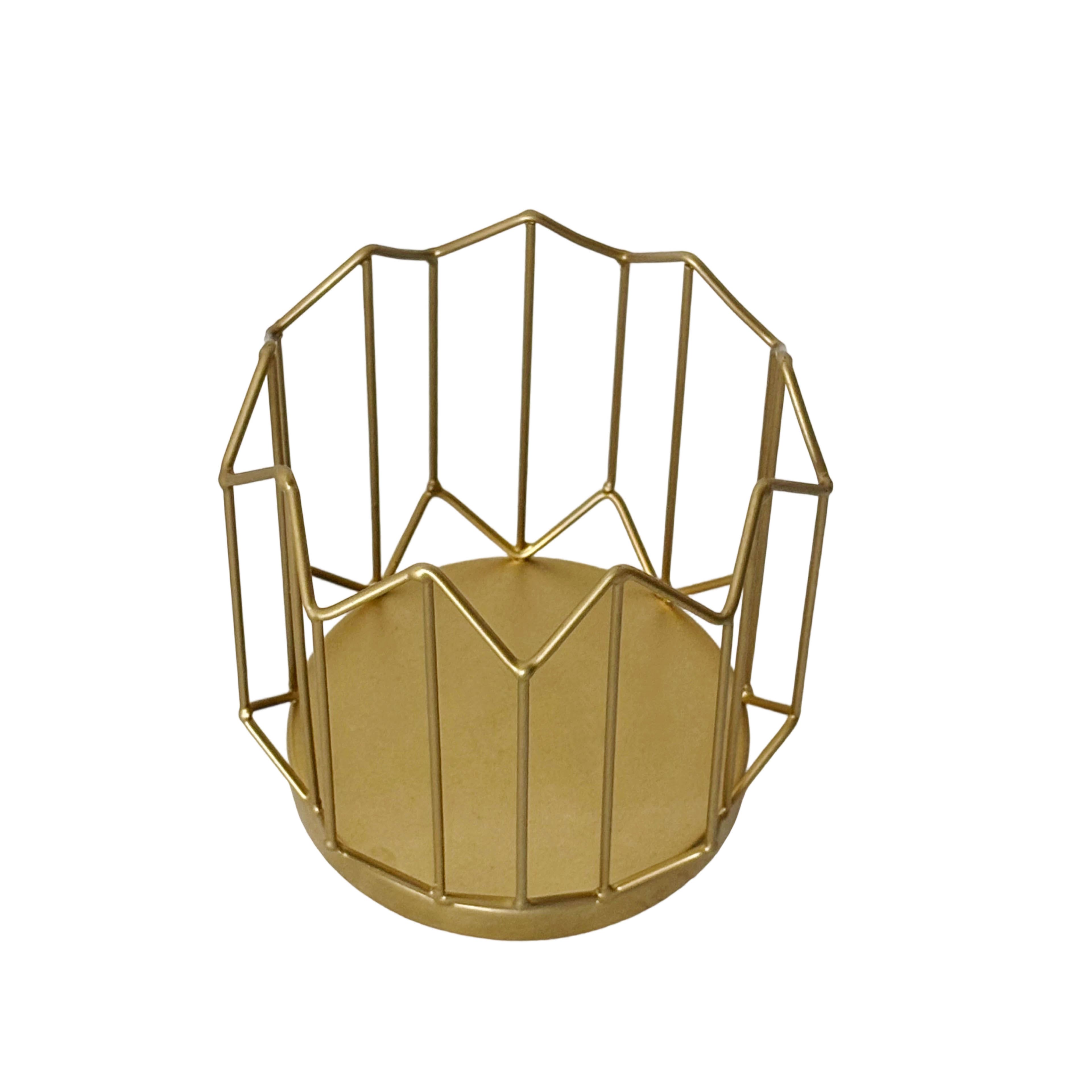 4.75&#x22; Gold Geometric Metal Candle Holder by Ashland&#xAE;