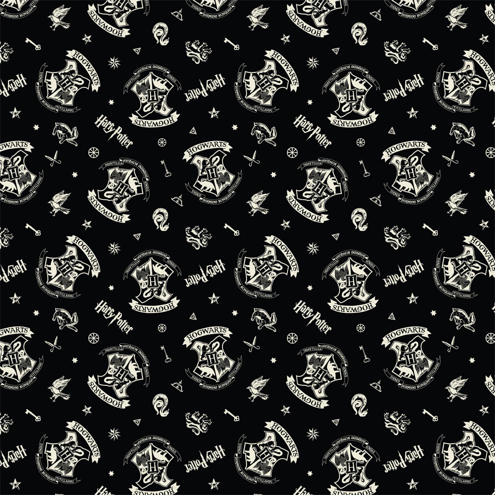Harry Potter&#x2122; Black Tossed Icons Cotton Fabric
