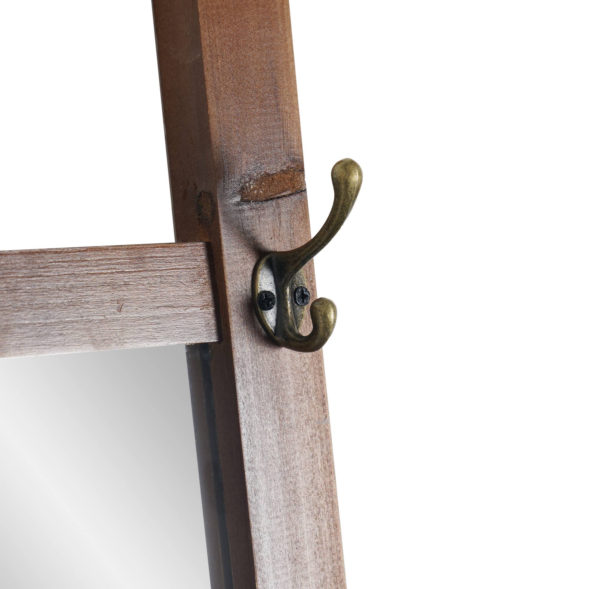 Wood Decorative Ladder Mirror with Chalkboard &#x26; Hooks - 68&#x22;