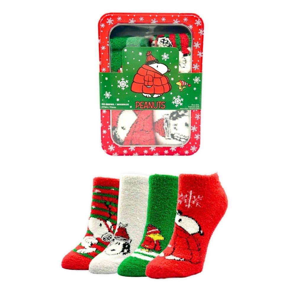 Peanuts® 4 Pack Cozy Socks in Christmas Gift Tin