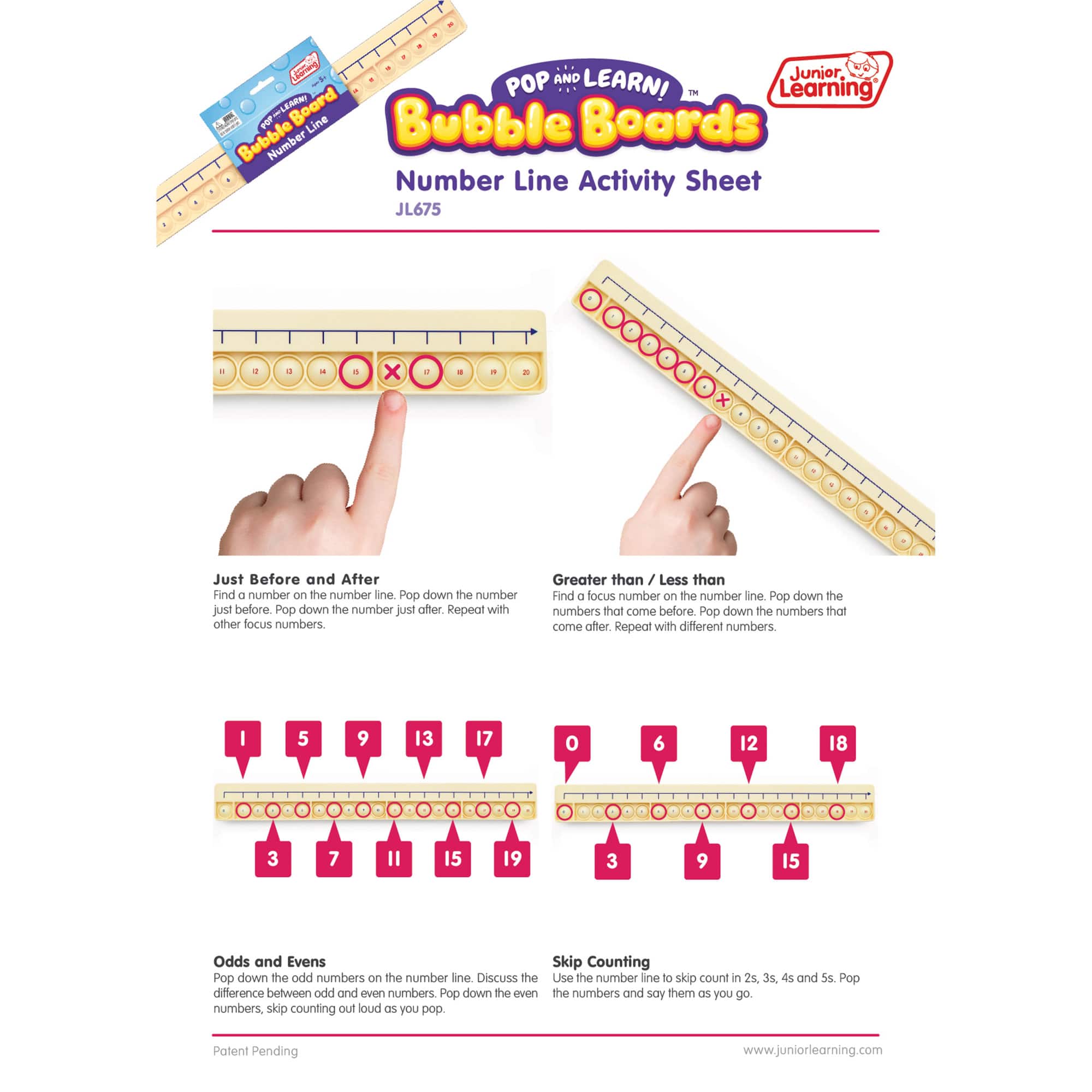 Junior Learning® Pop & Learn Bubble Board Number Line