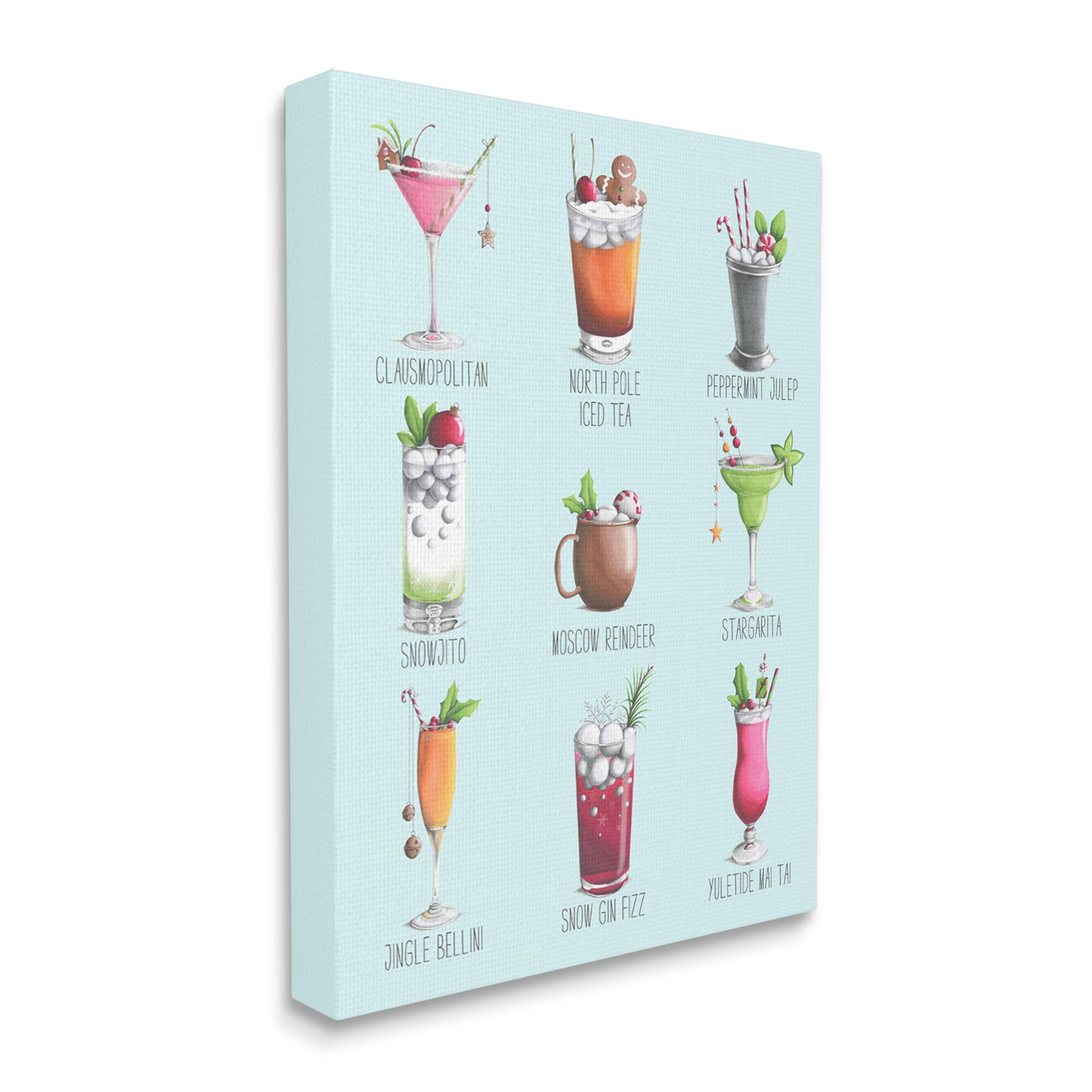 Stupell Industries Christmas Cocktails Seasonal Menu Canvas Wall Art