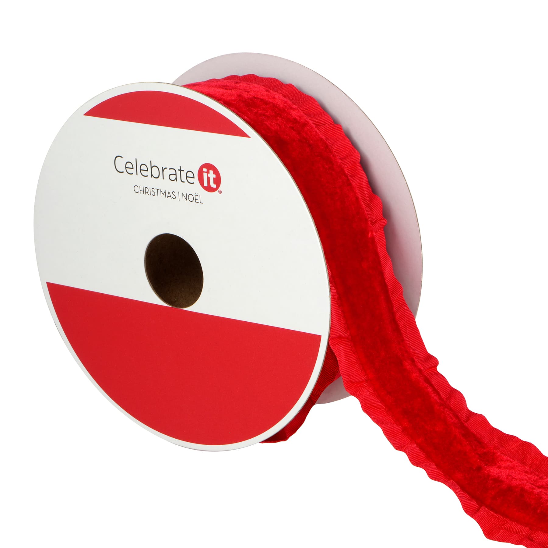 1.5&#x22; x 15ft. Red Ruffle Ribbon by Celebrate It&#xAE;