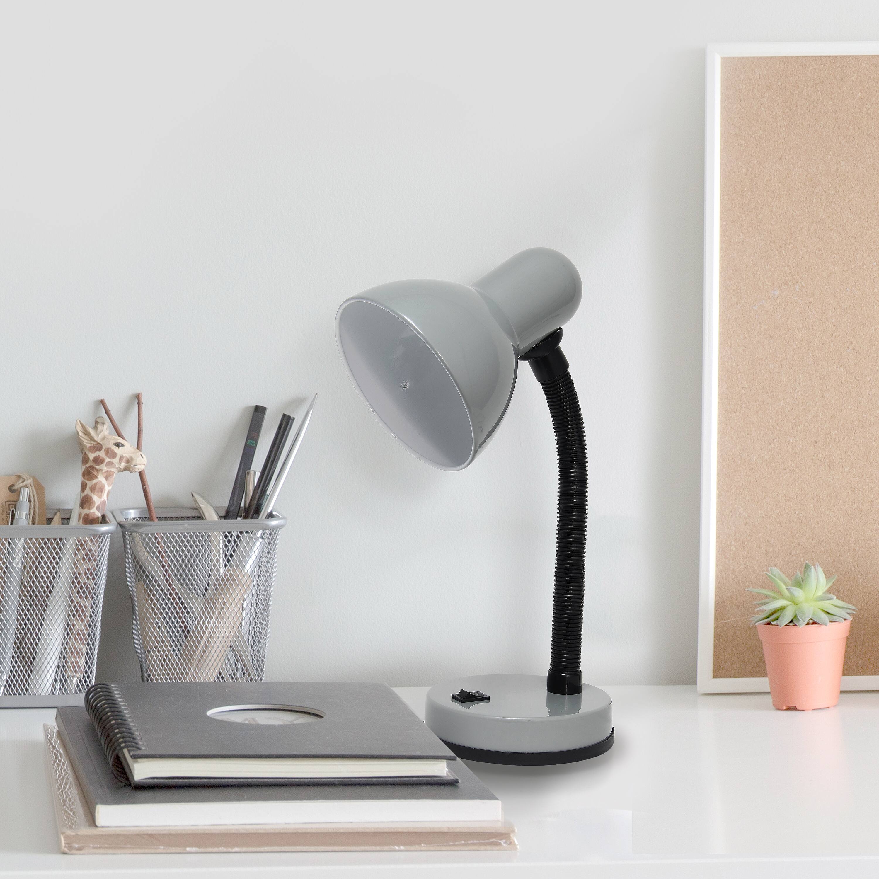 Simple Designs 14.5&#x22; Basic Metal Desk Lamp with Flexible Hose Neck