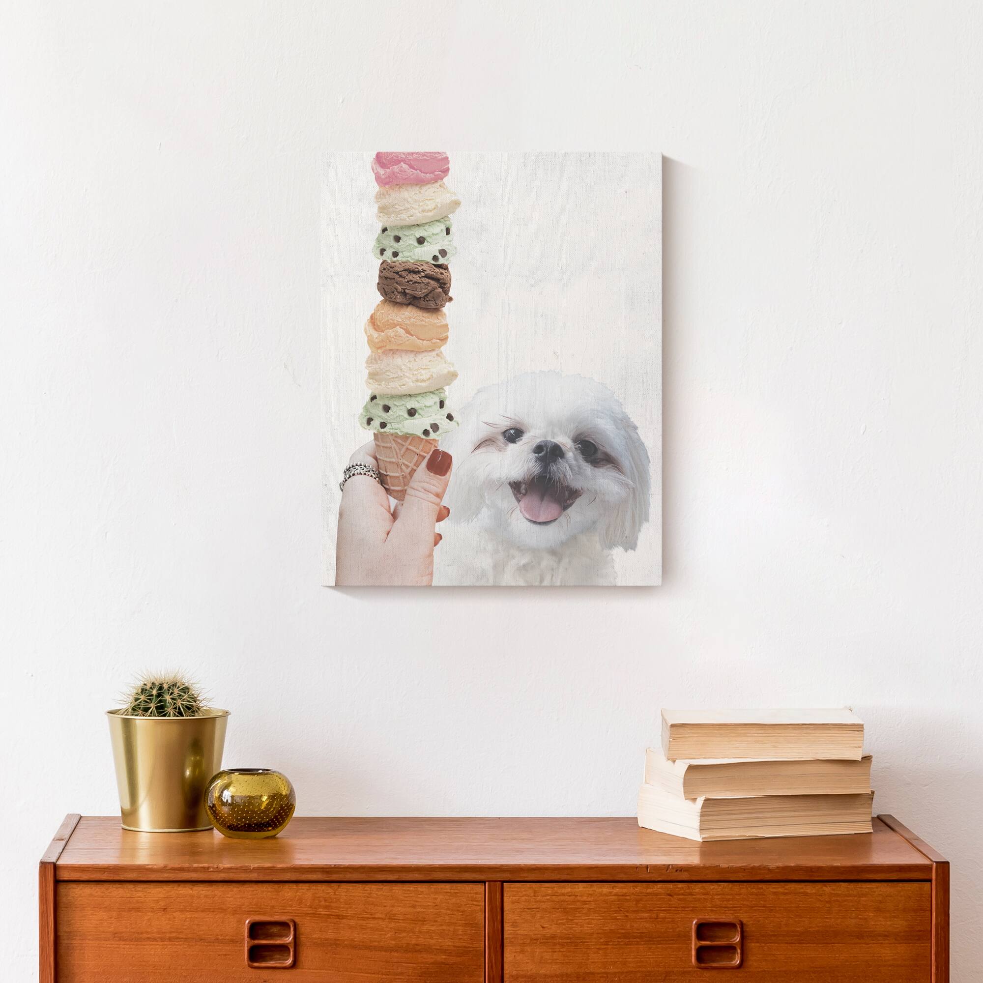 Shih Tzu With Ice Cream 1 Canvas Wall Art