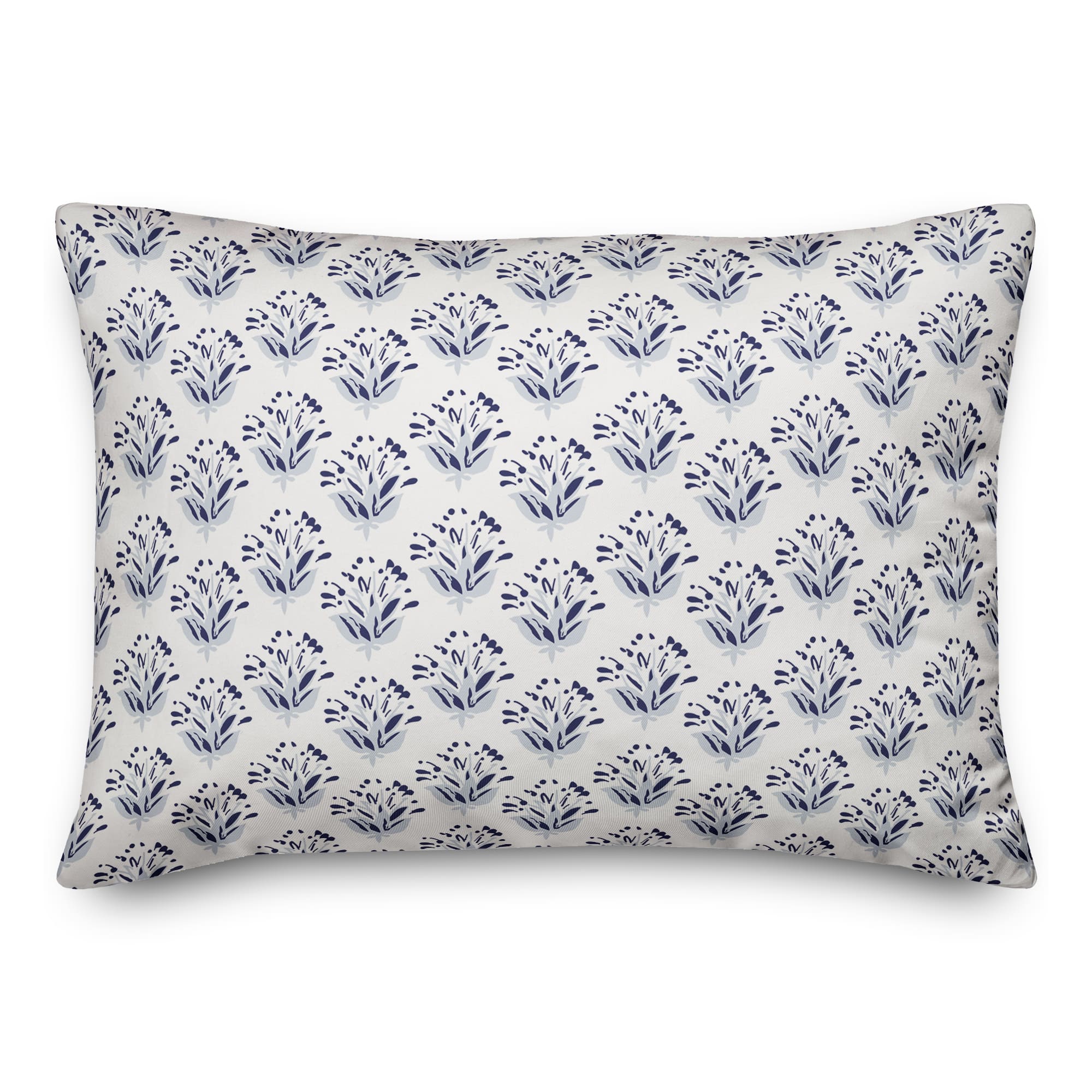 Blue Floral Pattern 14" x 20" Indoor / Outdoor Pillow