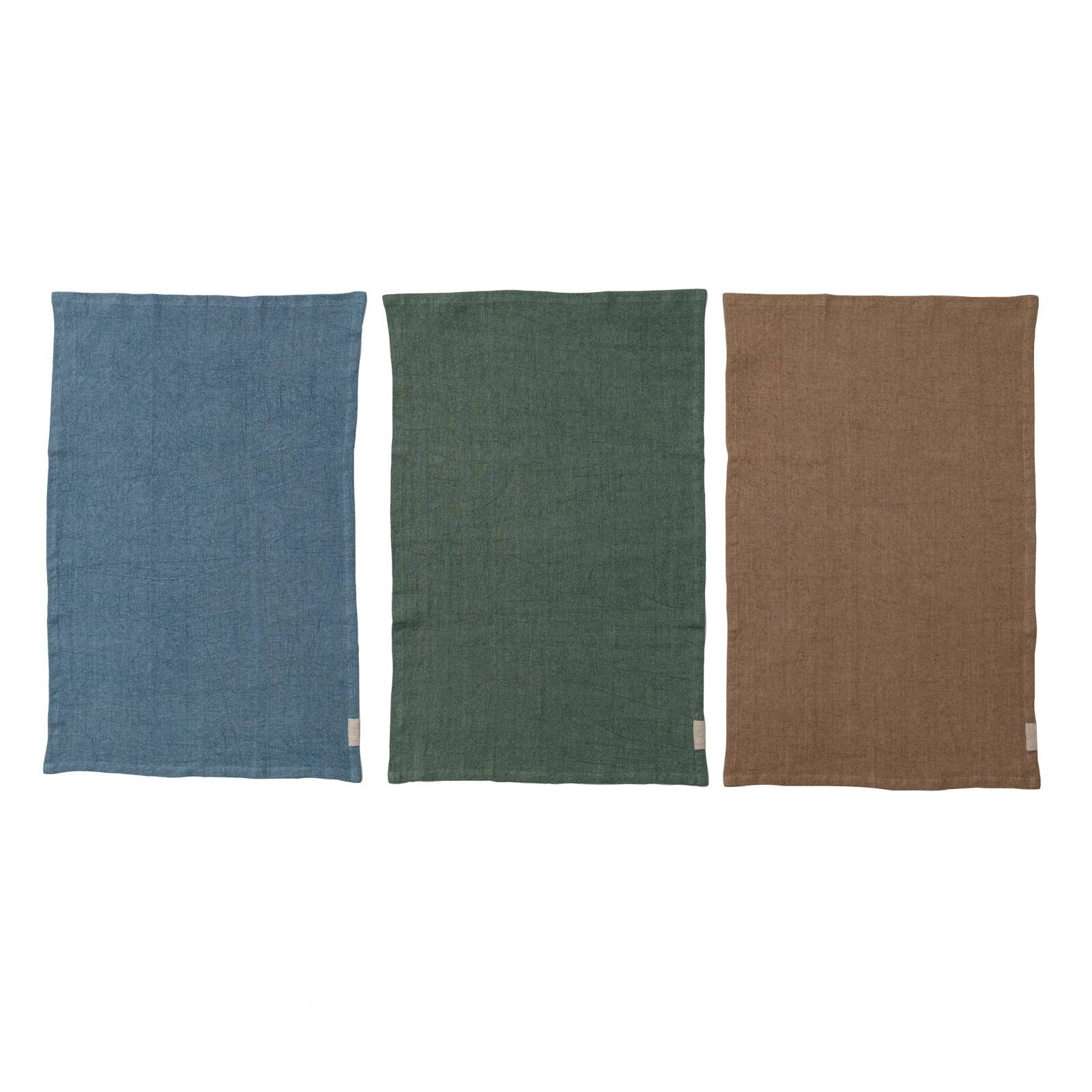 Hello Honey&#xAE; Stonewashed Linen Blend Tea Towel with Twill Tape Corner Set