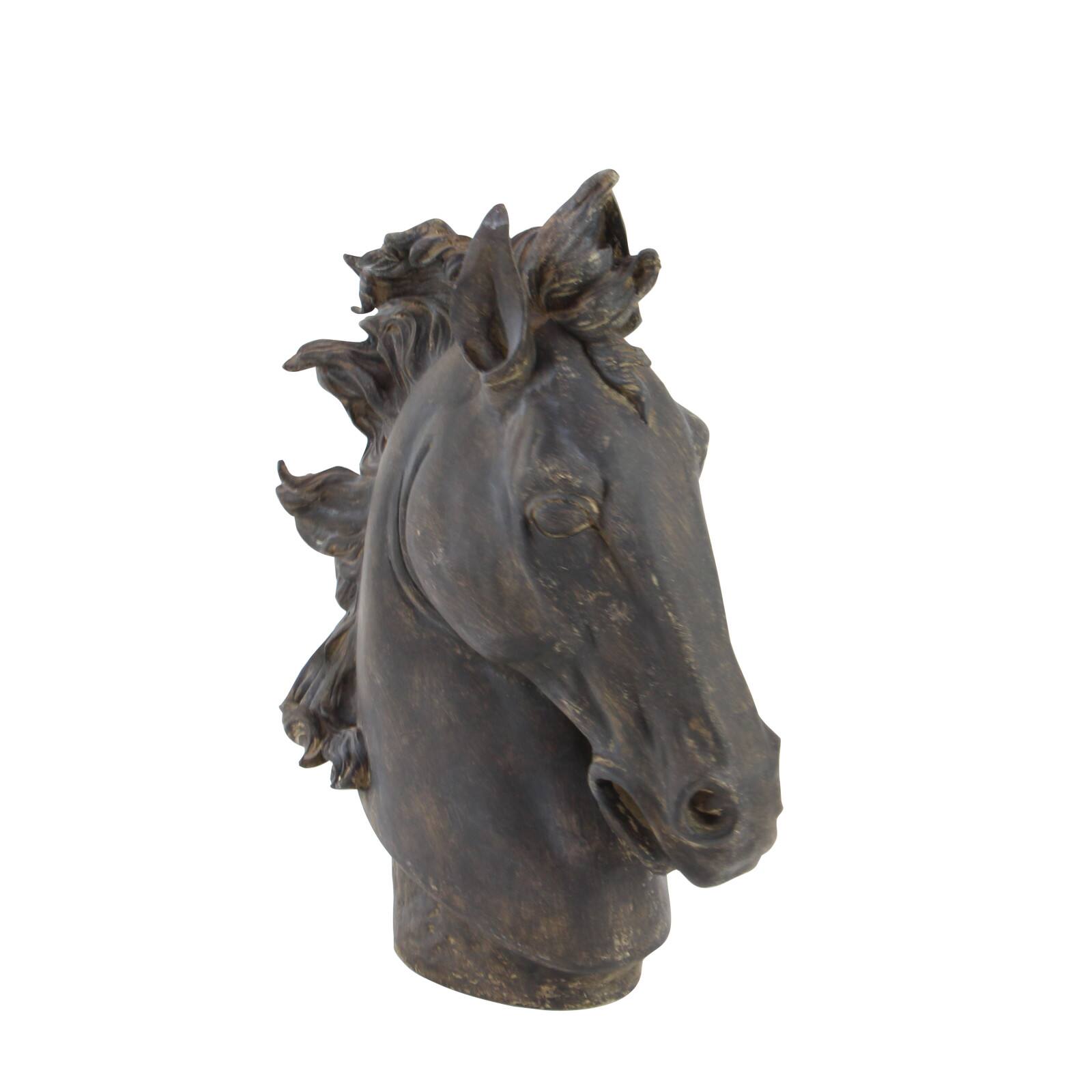 25" Brown Polystone Traditional Horse Sculpture