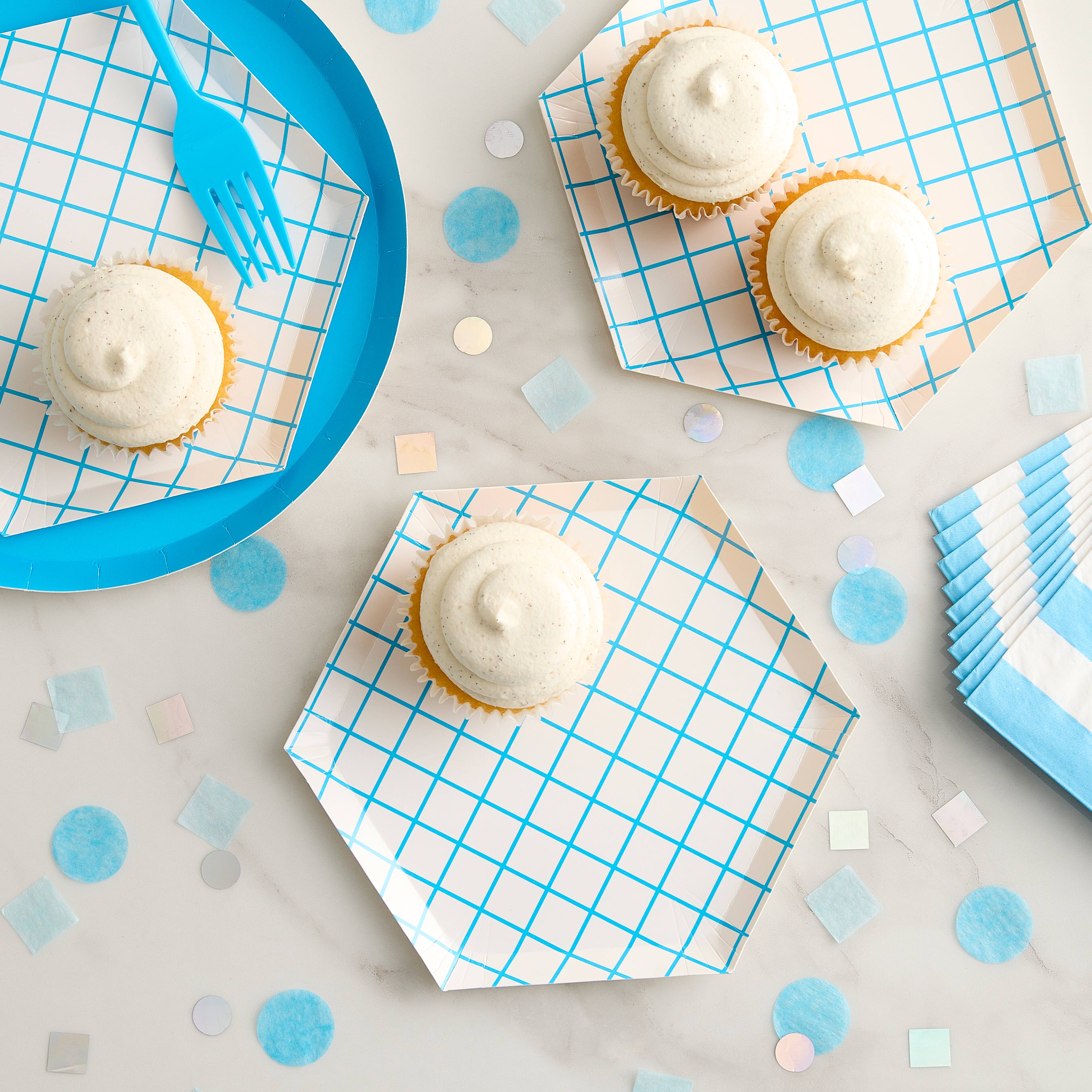 12 Packs: 10 ct. (120 total) 7.5" Grid Hexagon Paper Plates by Celebrate It™