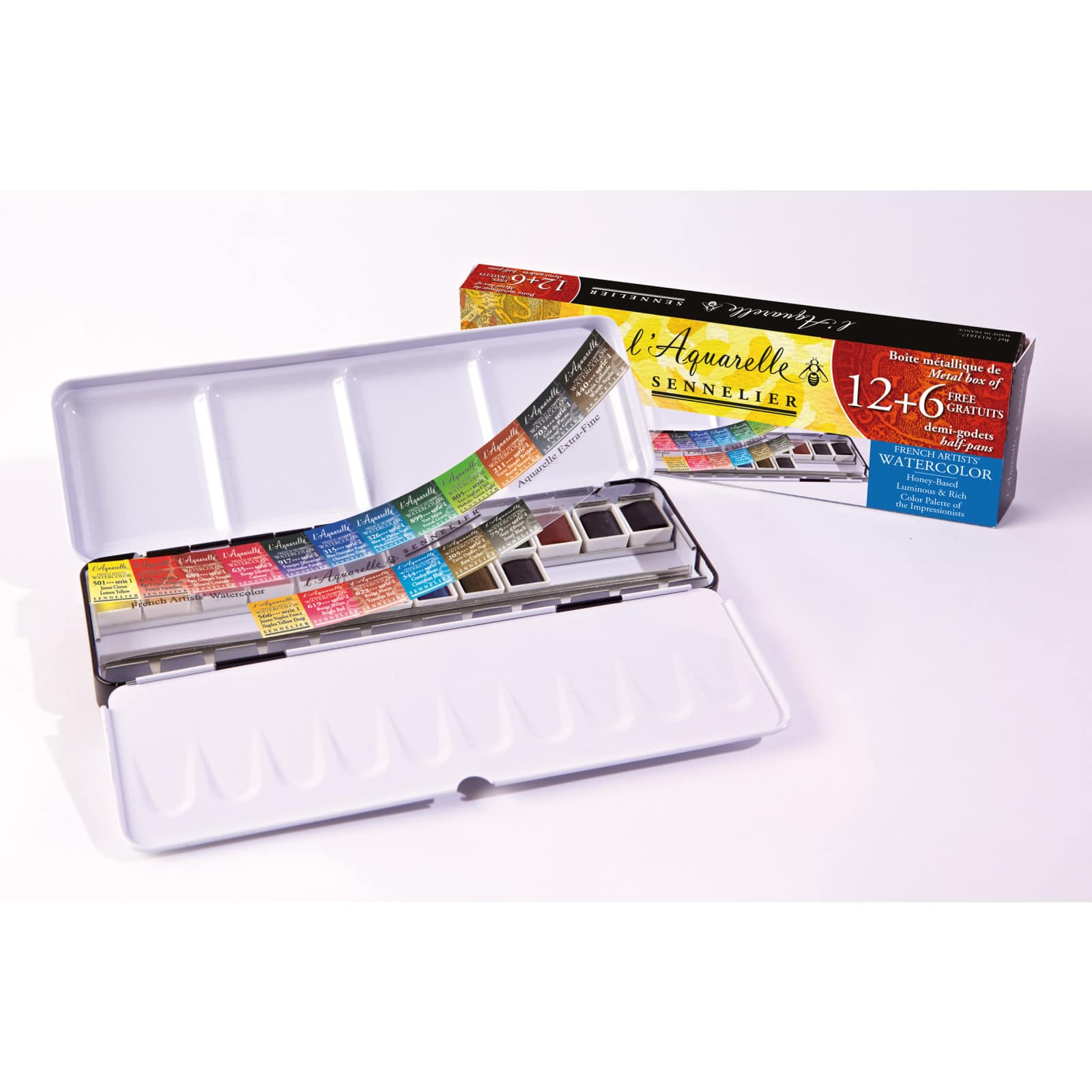 Sennelier French Artists' Watercolor Metal good Tin Set, Half Pan, 18-Colors