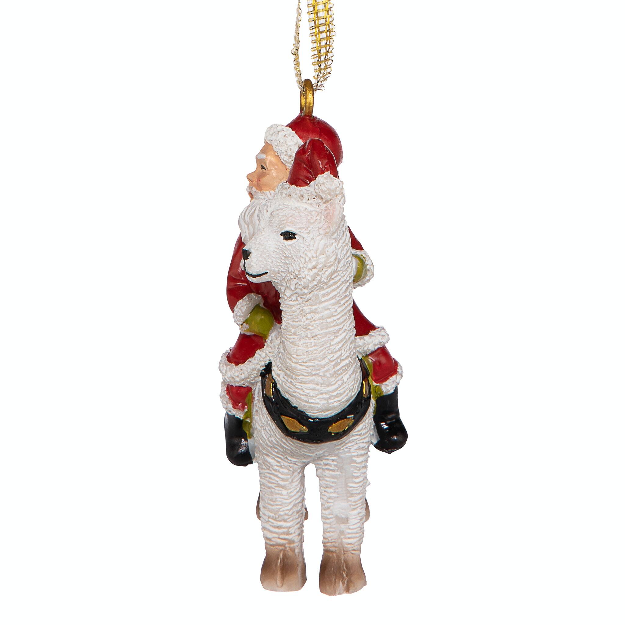 Design Toscano Santa's New Ride Llama Holiday Ornaments, 3ct.