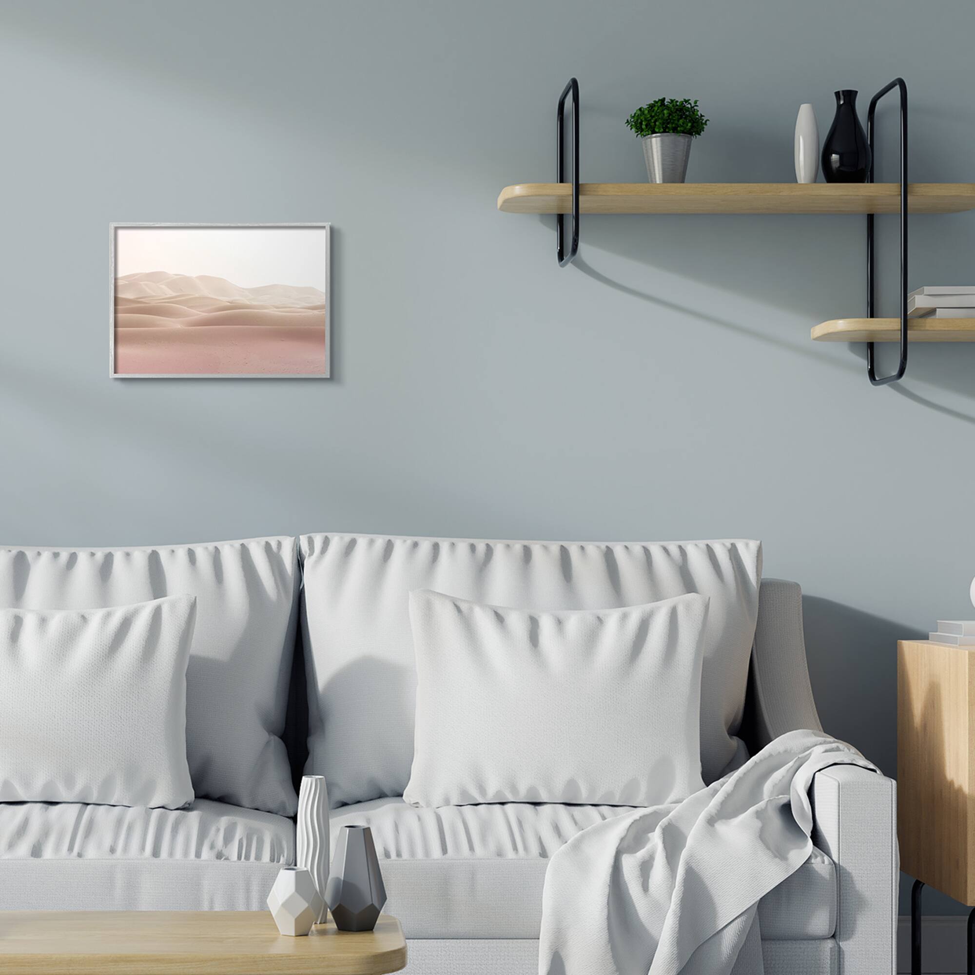 Stupell Industries Desert Sand Dunes Landscape Beige White Sky in Gray Frame Wall Art