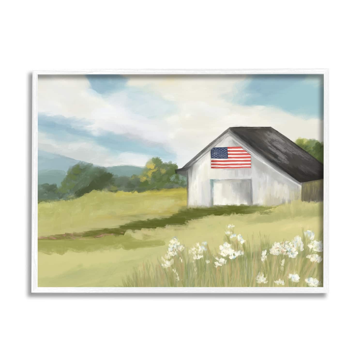 Stupell Industries American Flag on Barn Framed Giclee Art