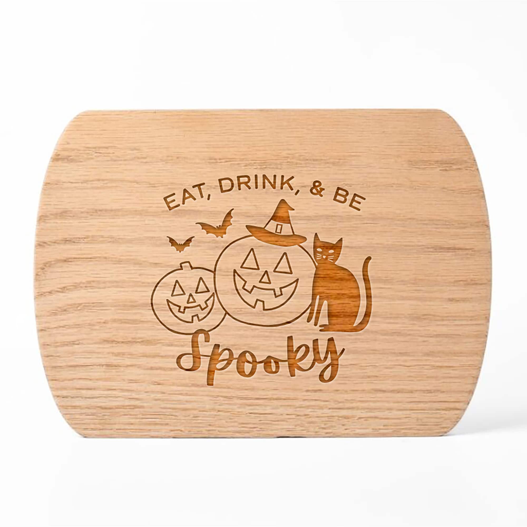 Eat Drink and Be Spooky 8" x 11" Redwood Oval Cutting Board