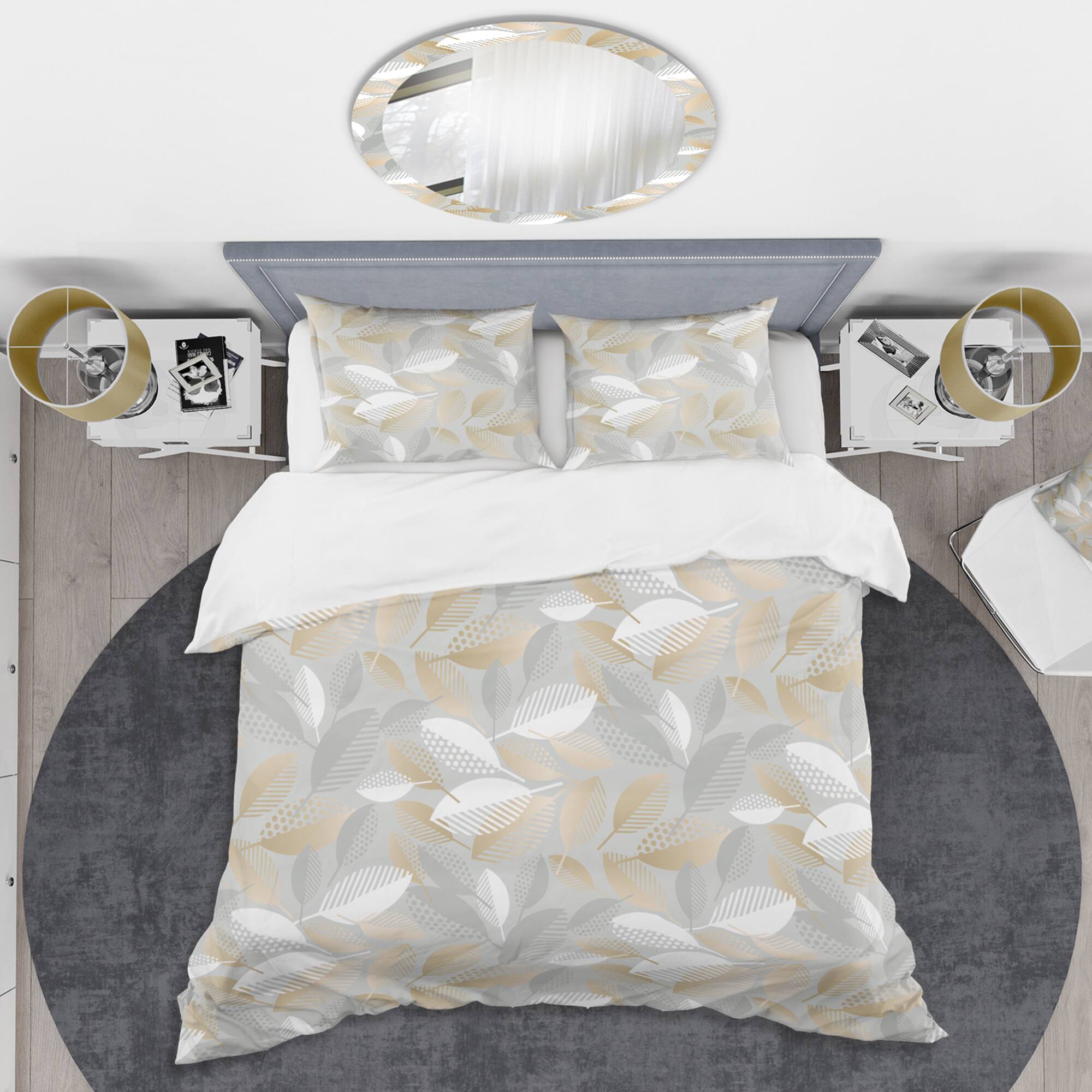 Designart &#x27;Luxury geometric fall leaves pattern&#x27; Mid-Century Duvet Cover Set