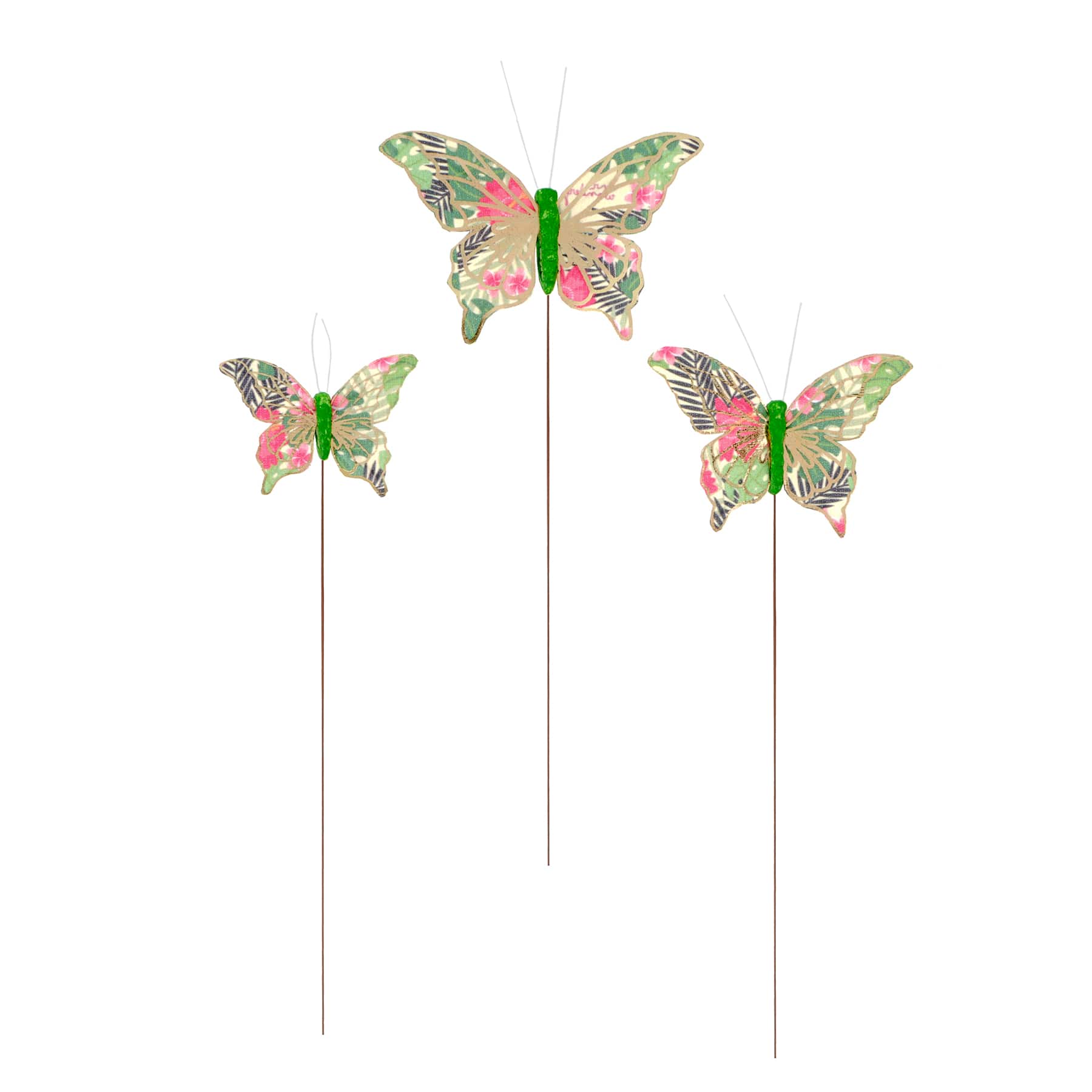 Green Patterned Fabric Butterfly, 3ct. by Ashland&#xAE;