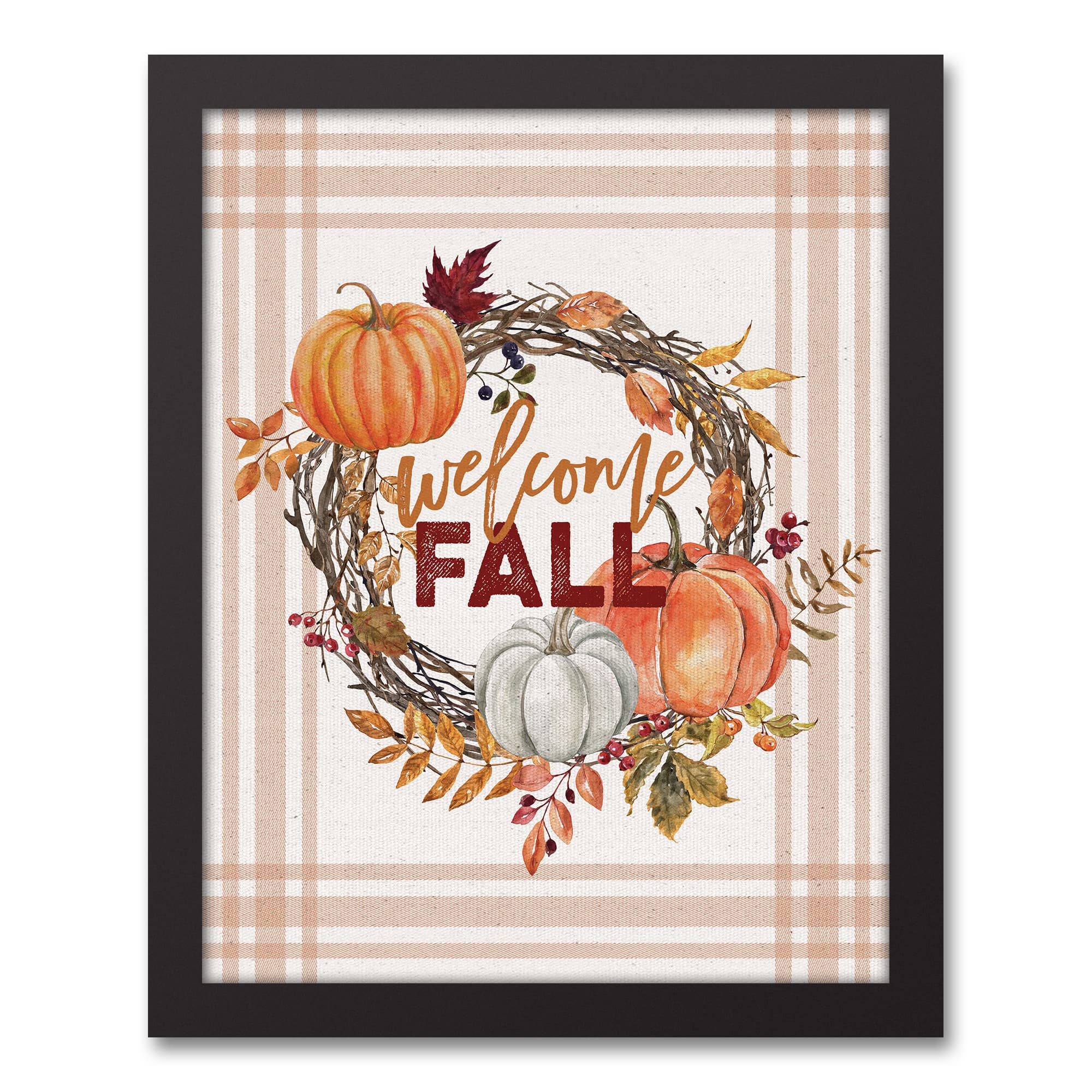 Welcome Fall Pumpkin Canvas Wall Art with Black Frame | Michaels