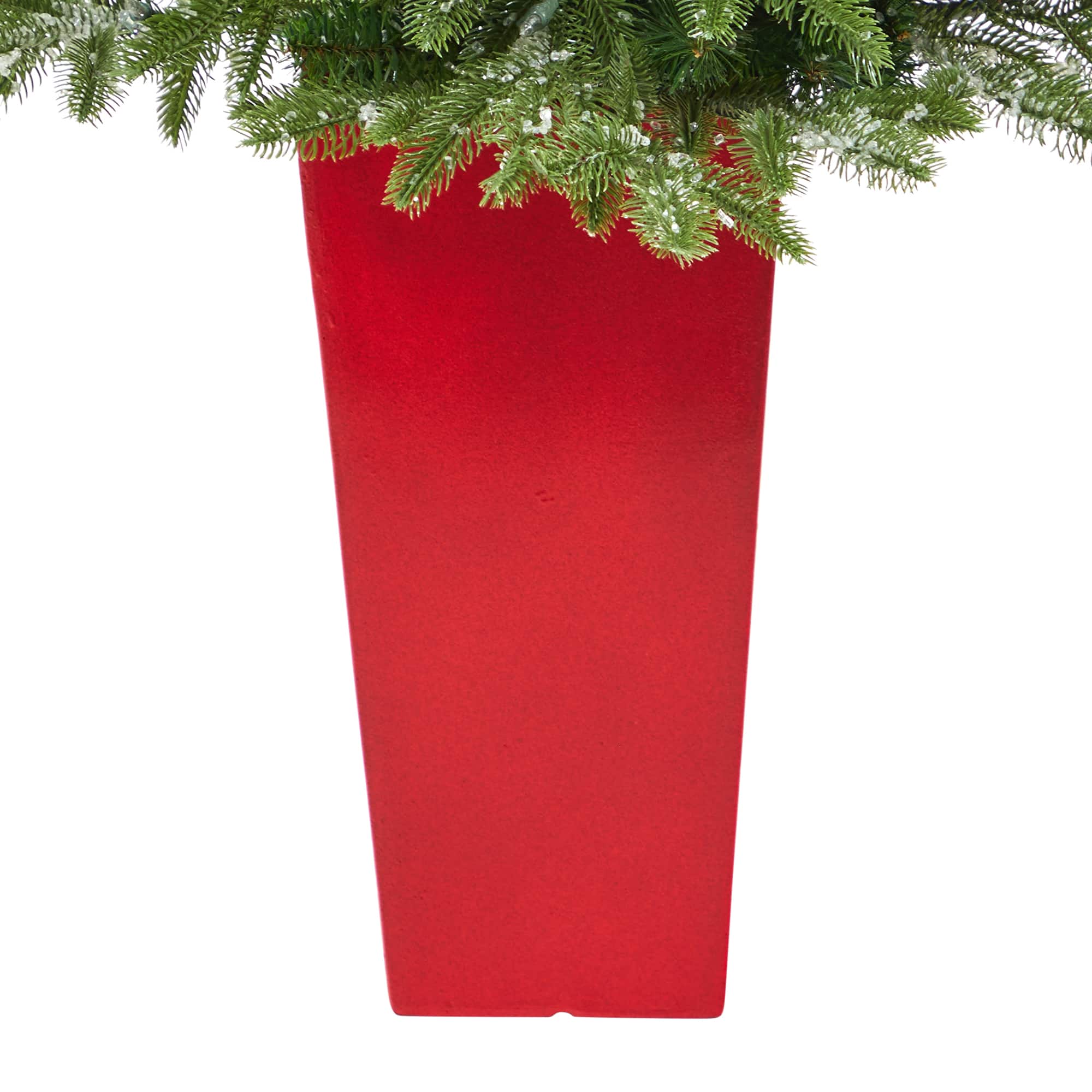 3.5ft. Pre-Lit Snowed Grand Teton Fir Christmas Tree in Red Planter