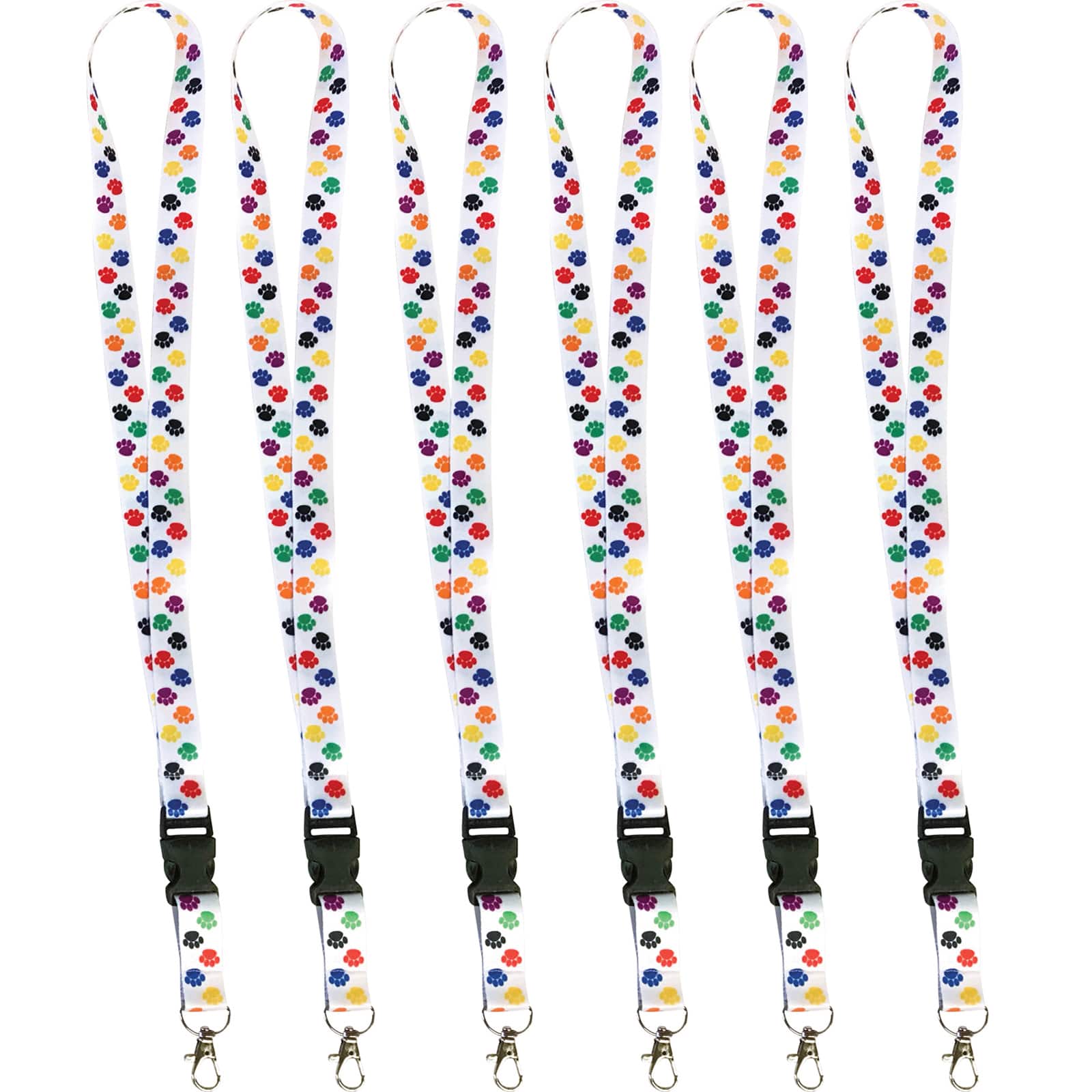 Teacher Created Resources Colorful Paw Print Lanyard, 6ct.