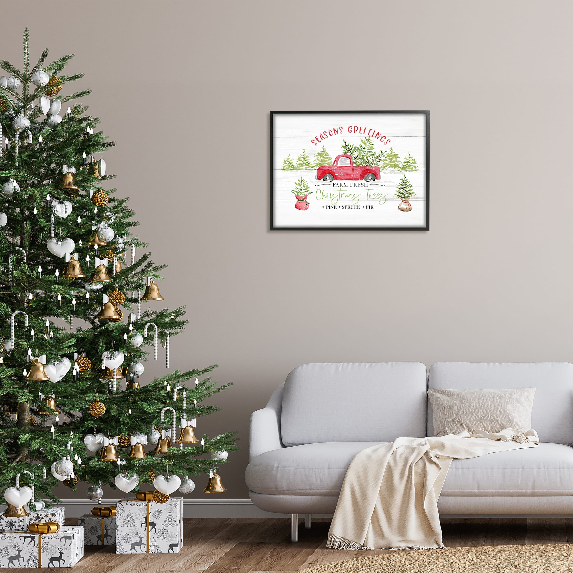 Stupell Industries Farm Fresh Christmas Trees Seasonal Framed Giclee Art