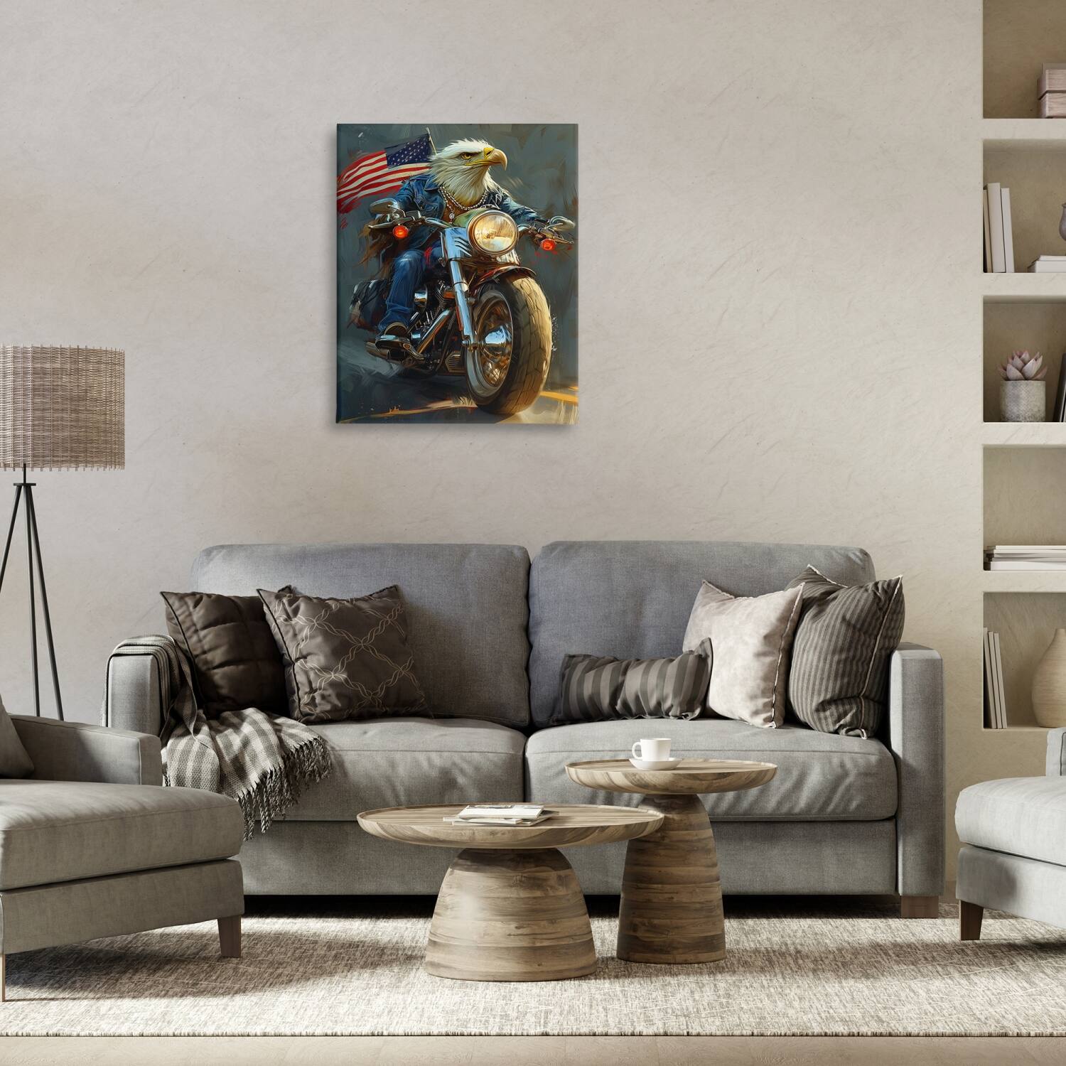 Stupell Industries Patriotic Eagle Motorcycle Canvas Wall Art