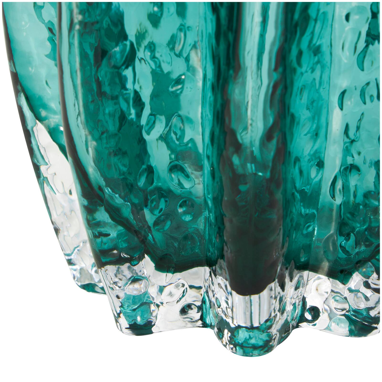 12&#x22; Green Wavy Glass Vase