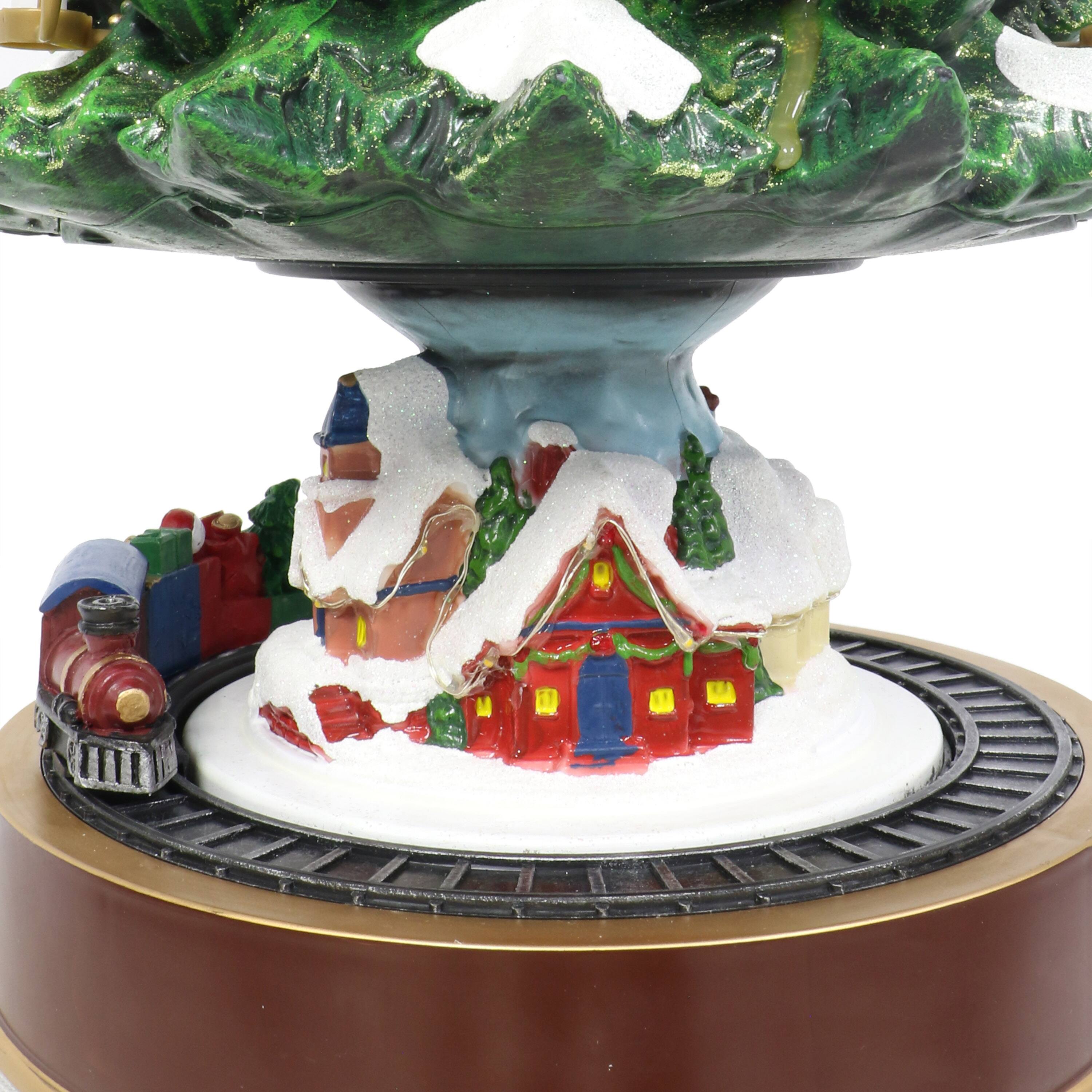 22" Animated Musical Christmas Tree Village with Moving Trains