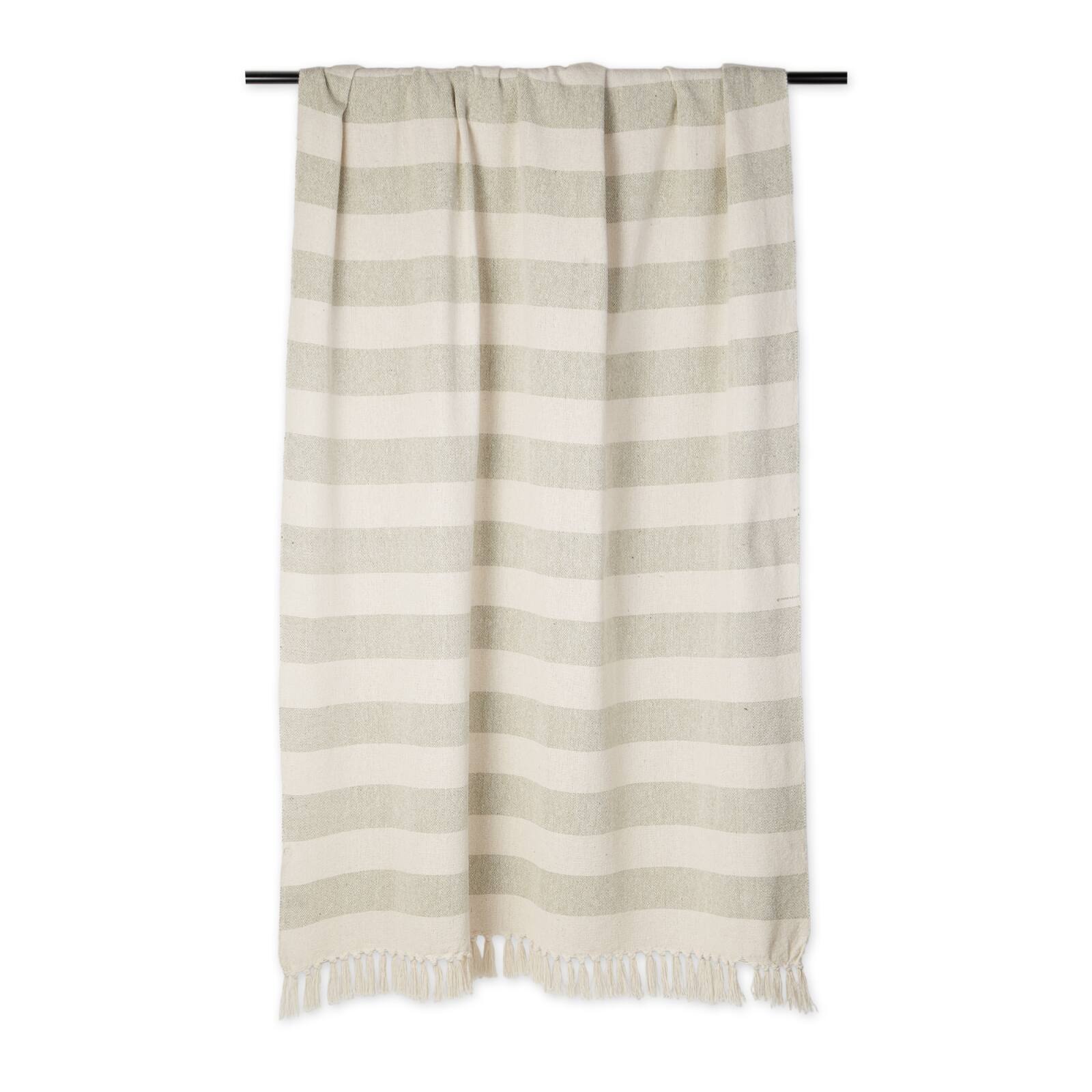 Artichoke / Off White Cabana Stripe Throw