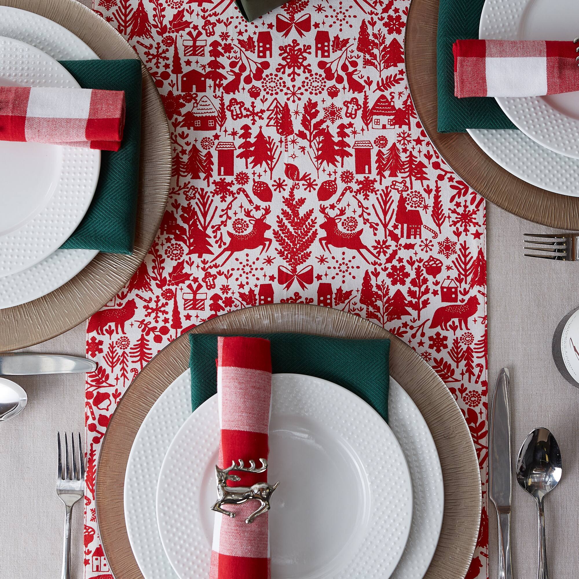 DII® 72" Christmas Woods Embellished Table Runner