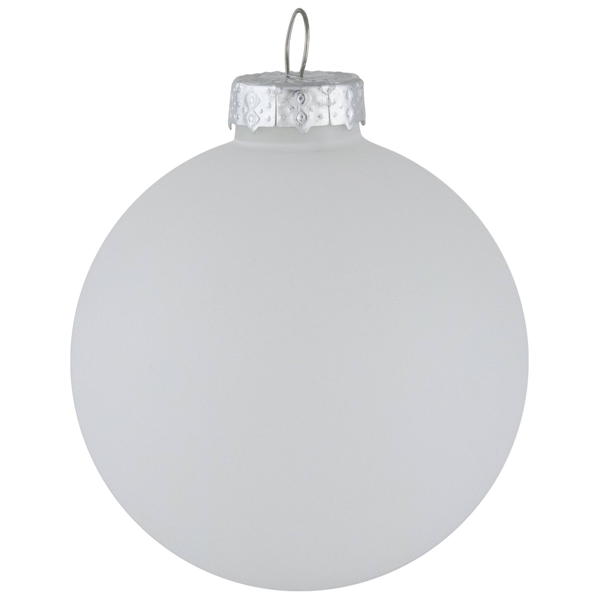 9ct. 2.5&#x22; Shiny and Matte White Glass Ball Christmas Ornaments