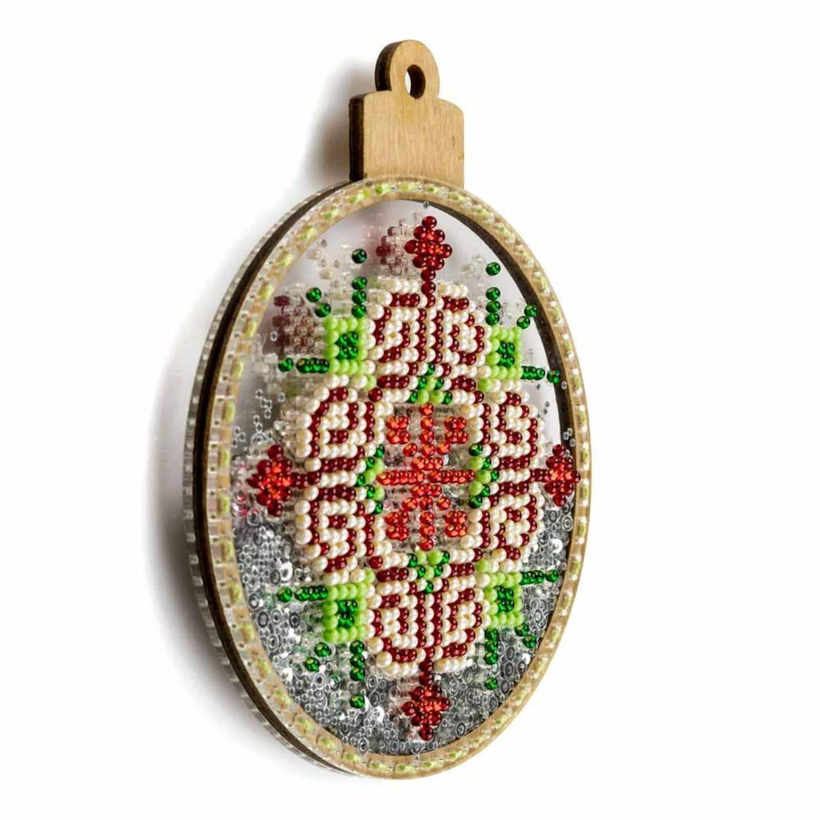 Wonderland Crafts Red &#x26; Green Star Ball Ornament Bead Embroidery Kit