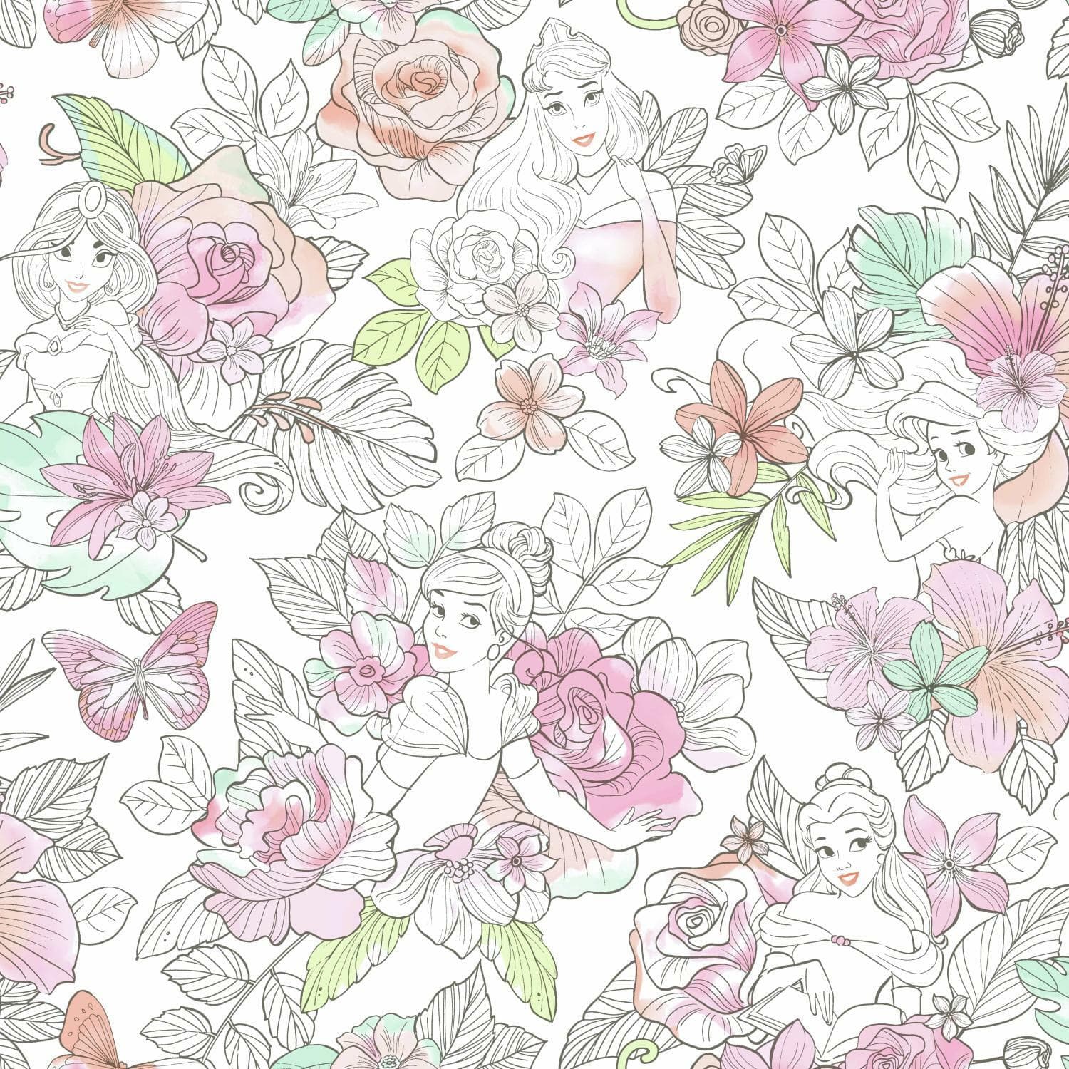 RoomMates Disney&#xAE; Princess Floral Peel &#x26; Stick Wallpaper