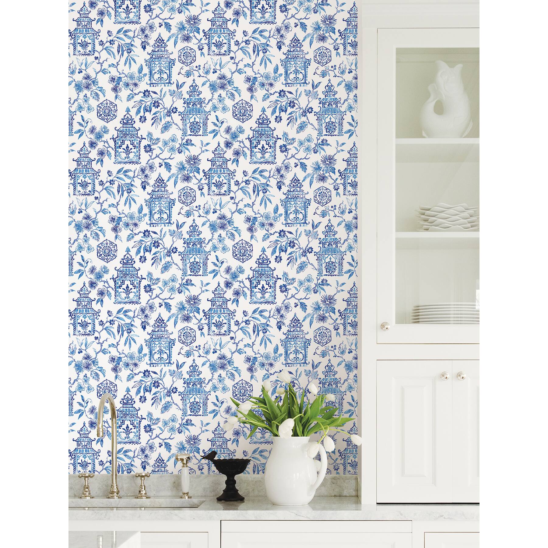 NuWallpaper Blue Danson Peel & Stick Wallpaper