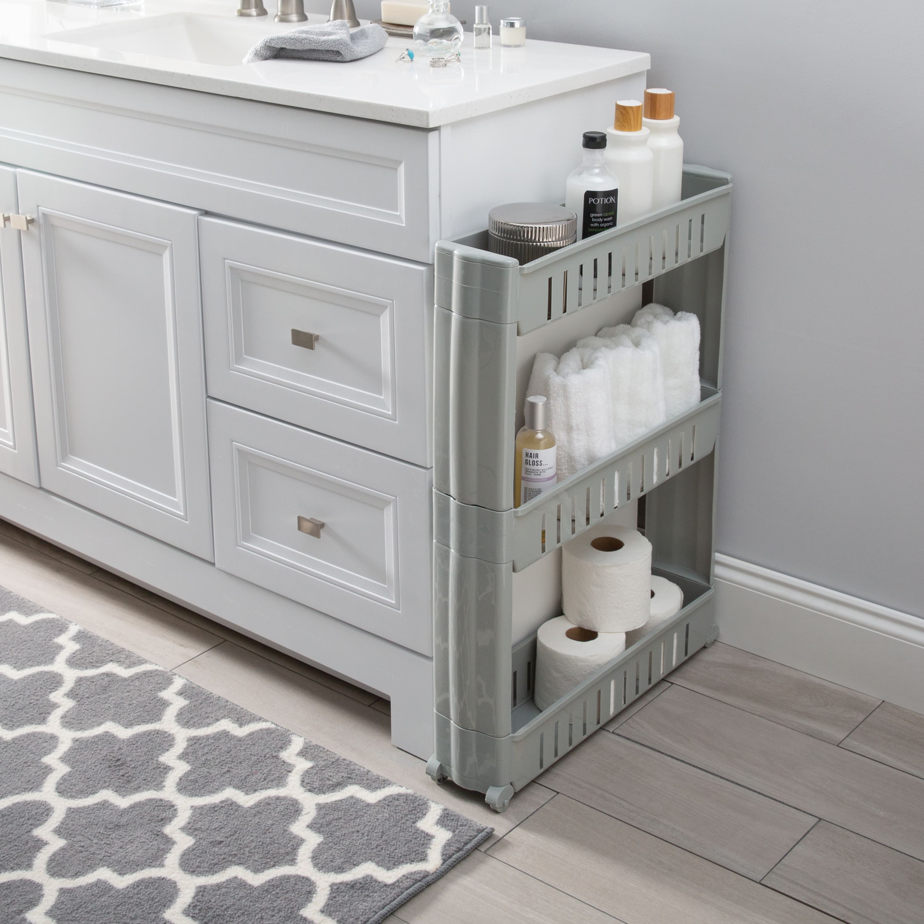 Simplify Gray 3-Tier Slim Slide Out Storage Cart