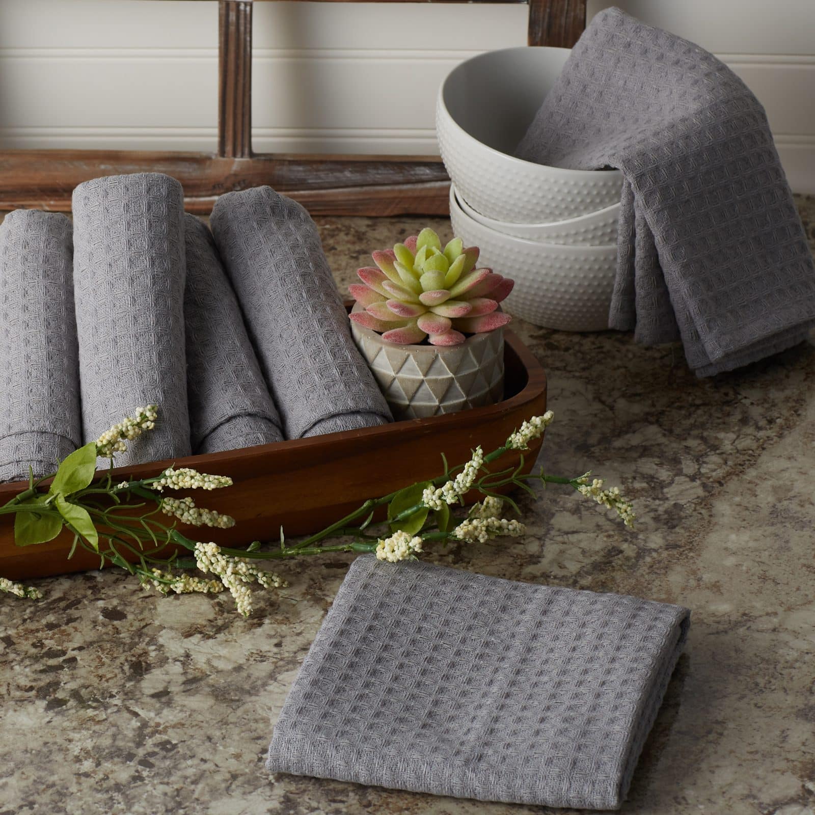 DII Gray Recycled Cotton Waffle Dishtowel (Set of 6)