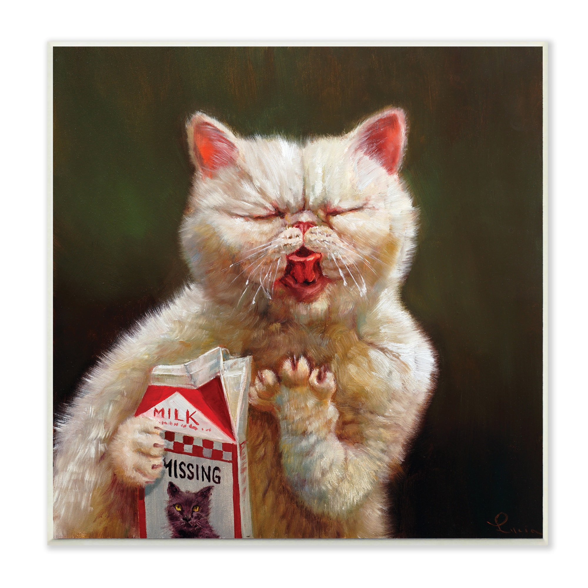 Stupell Industries Missing Cat Milk Box Sour Face Family Pet, 12