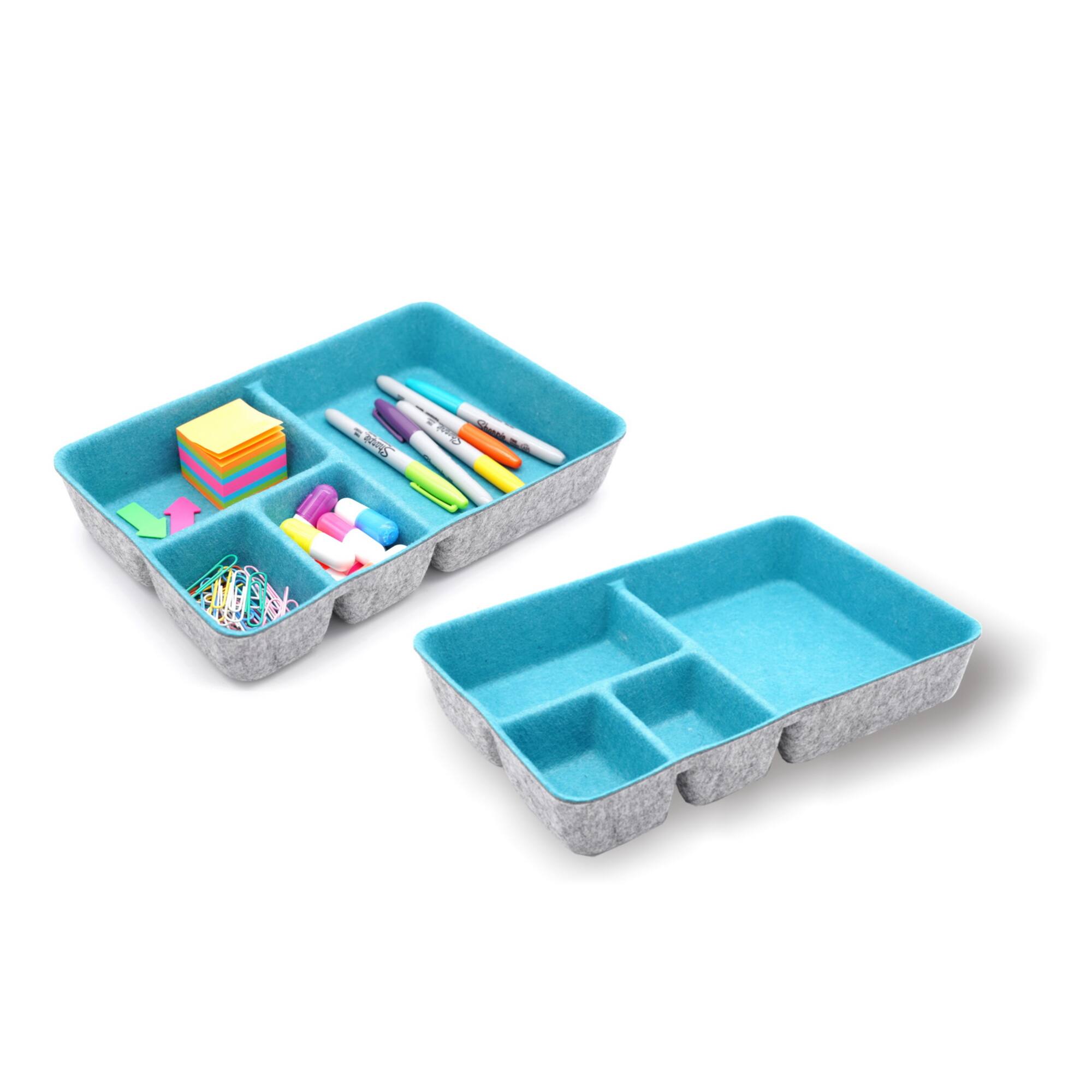 Welaxy 2 Piece Felt 4 Compartment Drawer Organizer Trays