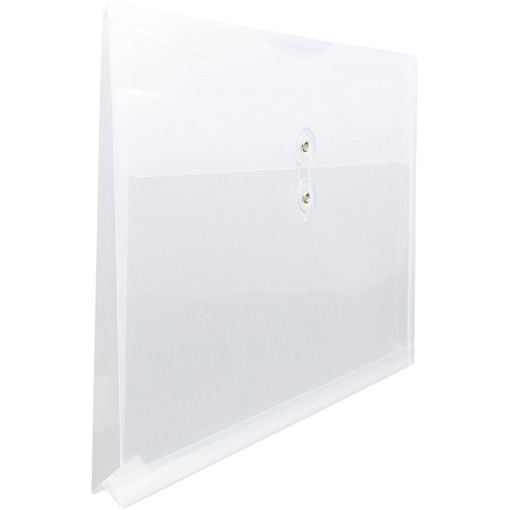 JAM Paper 12" x 18" Clear Plastic Button & String Tie Closure Envelopes, 12ct.