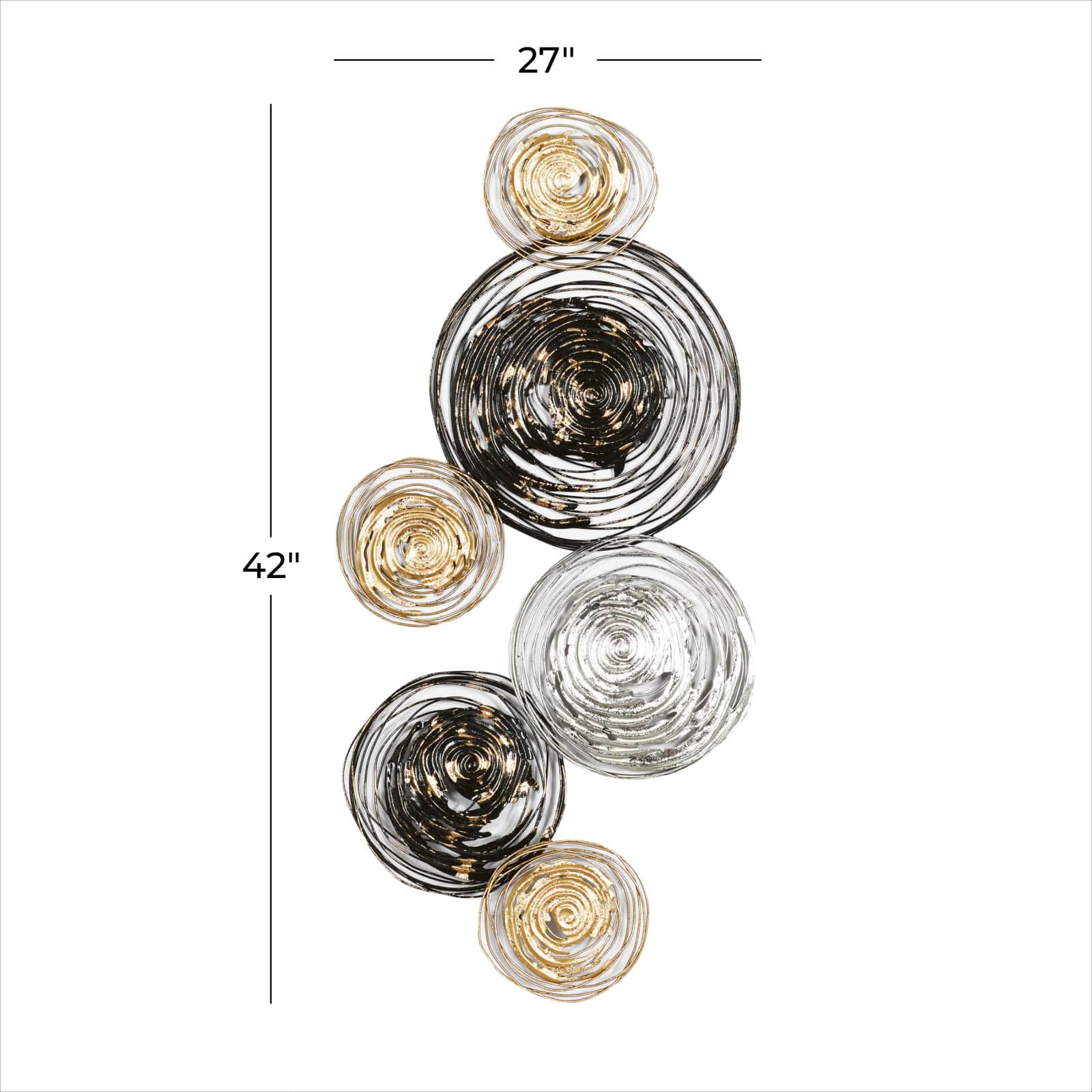 42&#x22; Black, Silver &#x26; Gold Metal Contemporary Wall D&#xE9;cor