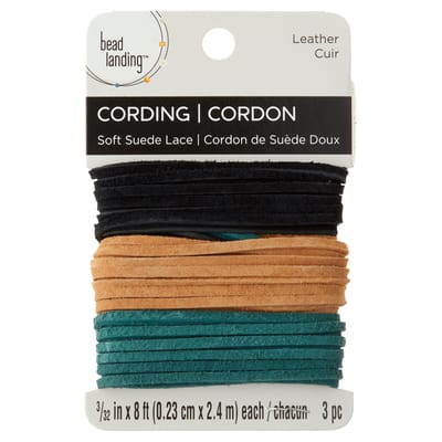 Black, Toast and Green Soft Leather Lace Cording By Bead Landing™ image