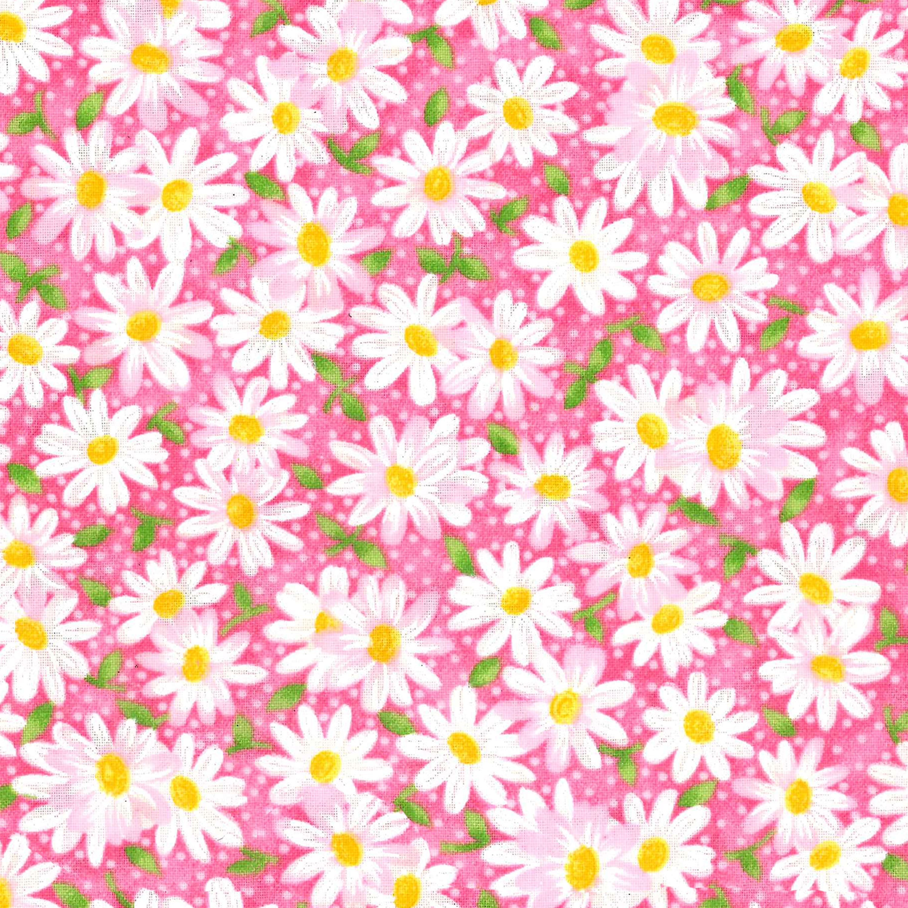 Pink Packed Daisies Cotton Fabric