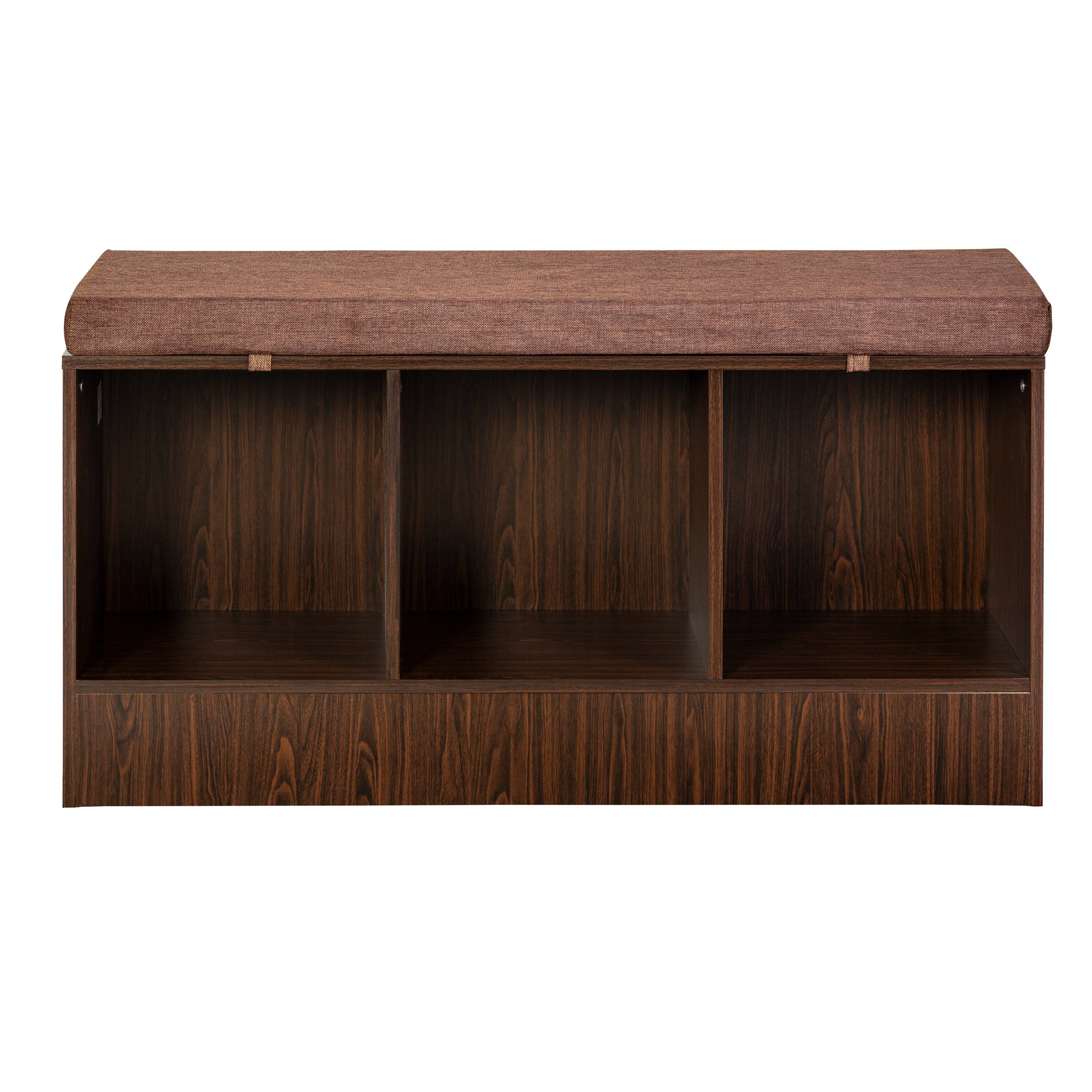 Honey Can Do Deep Espresso Entryway Bench with Storage Shelves